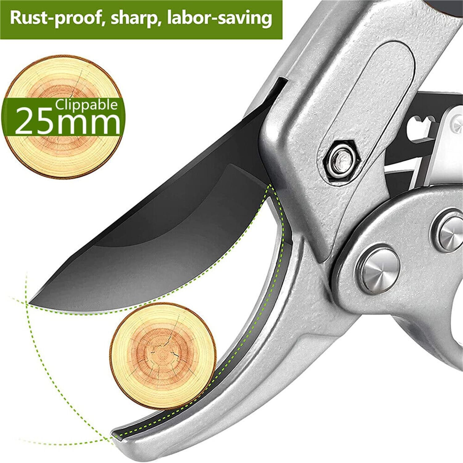 Leona Co 8" Ratchet Anvil Pruning Shears, Reinforced Design Handle, Garden Plant Shears Clippers, Anvil Pruner, Hand Tools Scissors Loppers image number 6