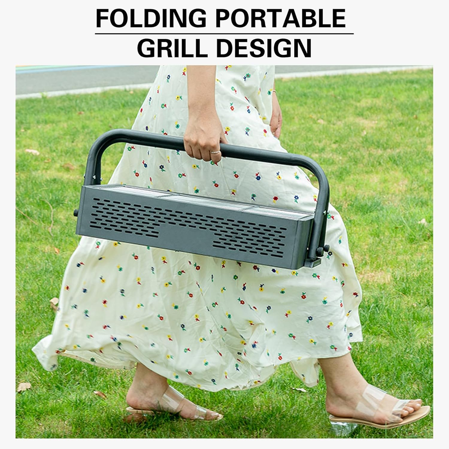 Barbecue Grill, Folding BBQ Tabletop Grill, Portable Barbecue Charcoal Grill, BBQ Tool Kits for Outdoor Grilling Cooking Camping Hiking Picnics Tailgating Backpacking Party image number 4