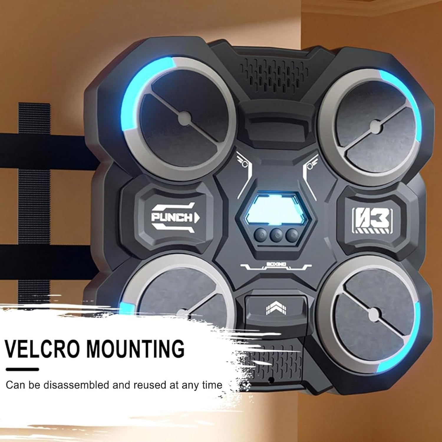 Music Boxing Machine with Boxing Gloves, Smart Music Boxing Machine with Light Adjustable Speed, Electronic Boxing Machine Wall Mounted Music Boxing Game for Kids Adults Home Workout Stress Relief image number 1