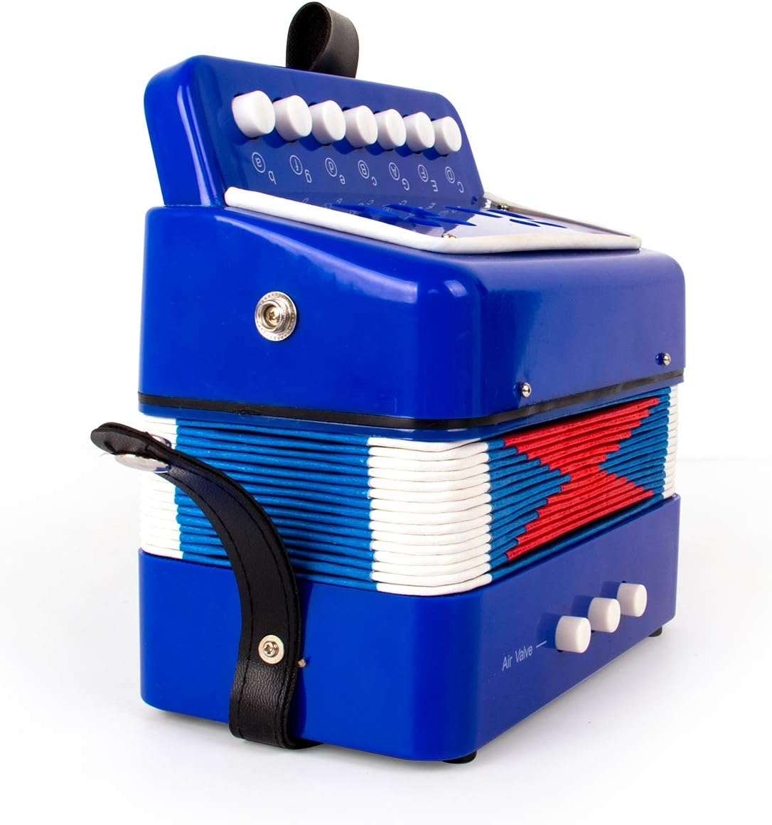 Button Accordion, Horse 10 Keys Control Kids Accordion Musical Instruments for Kids Children Beginners Lightweight and Environmentally-Friendly (Blue) - Blue image number 3