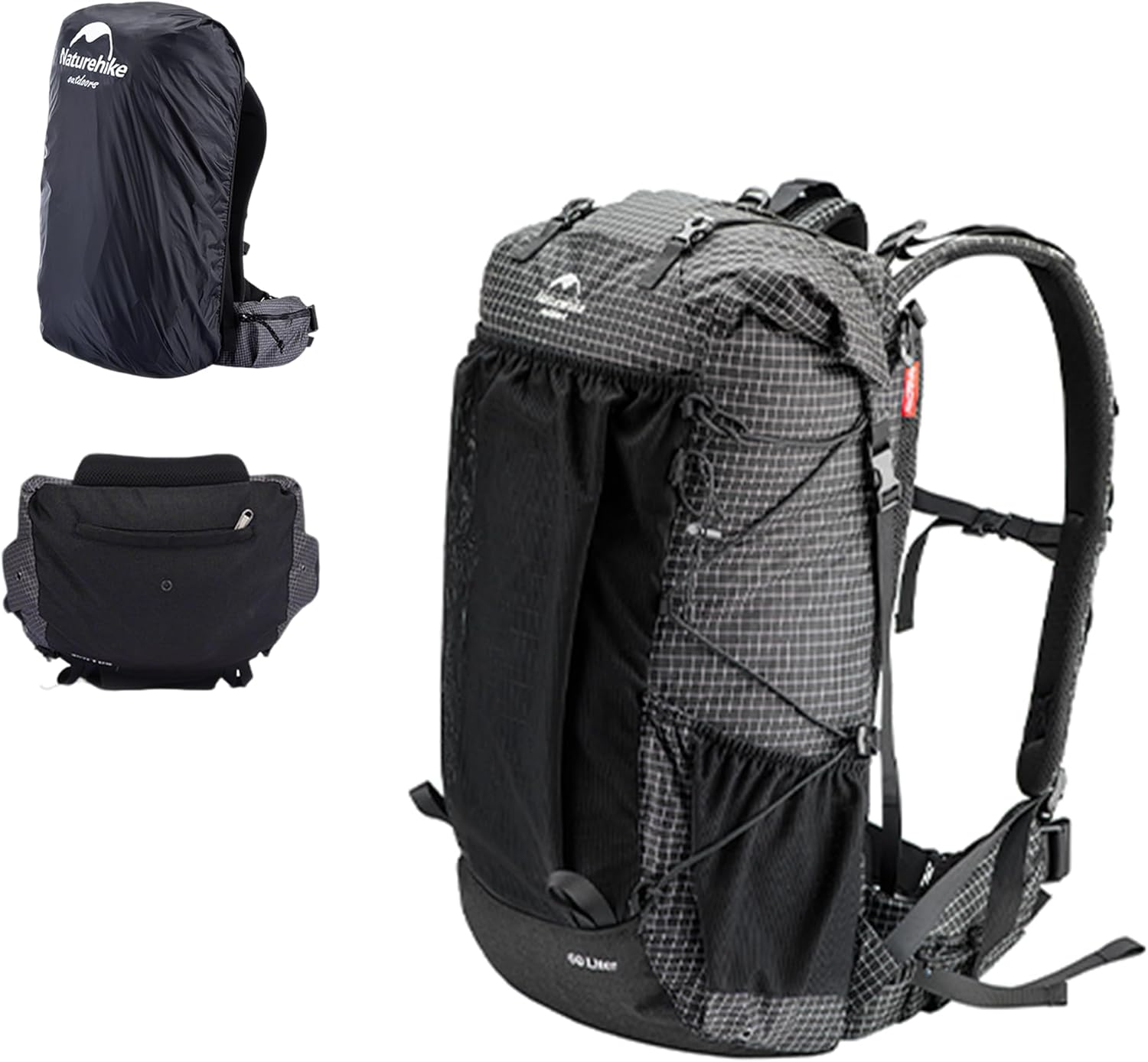 Naturehike Rock-40L/60L+5L Internal Frame Hiking Backpacking Backpack, Camping Waterproof Bag, Ultralight Outdoor Daypack with Rain Cover for Hiking, Backpacking,Camping Survival image number 4