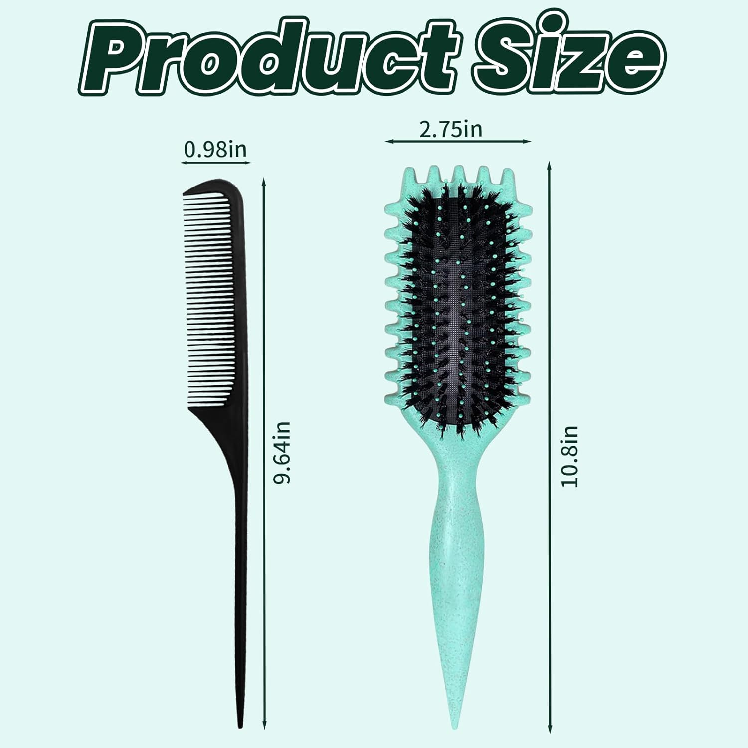 2 Pcs Curly Hair Brush, Bounce Curl Brush, Define Curl Brush, Boar Bristle Hair Brush Styling Brush, Used to Shape and Define Curly Hair (Green） image number 3