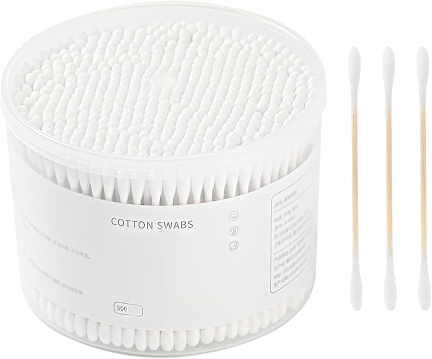 Bamboo Cotton Swabs Double-Tipped round Thick Tips | 100% Cotton Biodegradable & Organic Unbleached Natural | Q-Tips Safety Swabs | Wooden Cotton Buds for Ears Makeup or Nails 500 Count image number 1