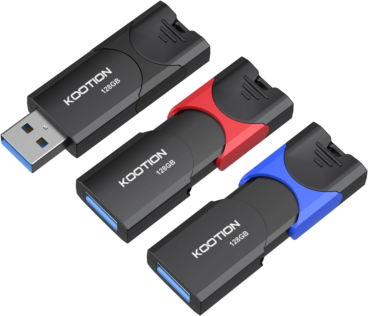 KOOTION 128 GB USB Stick USB 3.0 Flash Drive Thumb Drive Retractable 128G Data Stick USB Flash Drive Ultra High Speed Memory Stick with LED Display for Data Storage Flash Stick
