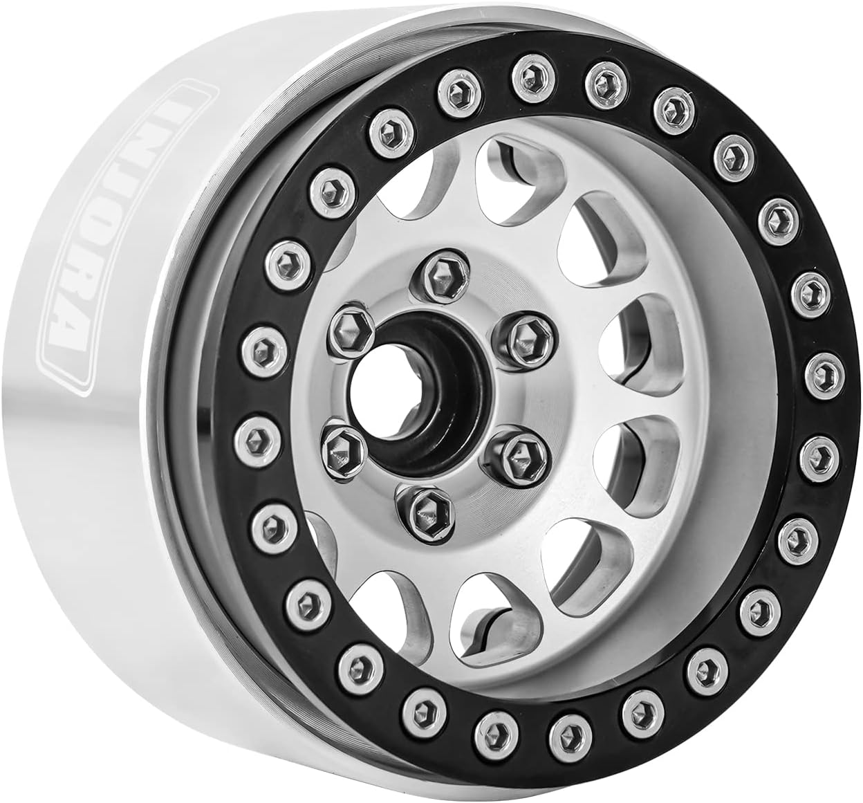 INJORA 1.9 Beadlock Wheel Deep Dish Negative Offset 10.4Mm Wheel Rim for 1/10 RC Crawler Auto Axial SCX10 90046 AXI03007 TRX4 VS4-10 Gen8 MST Cfx(Black＆Sliver)