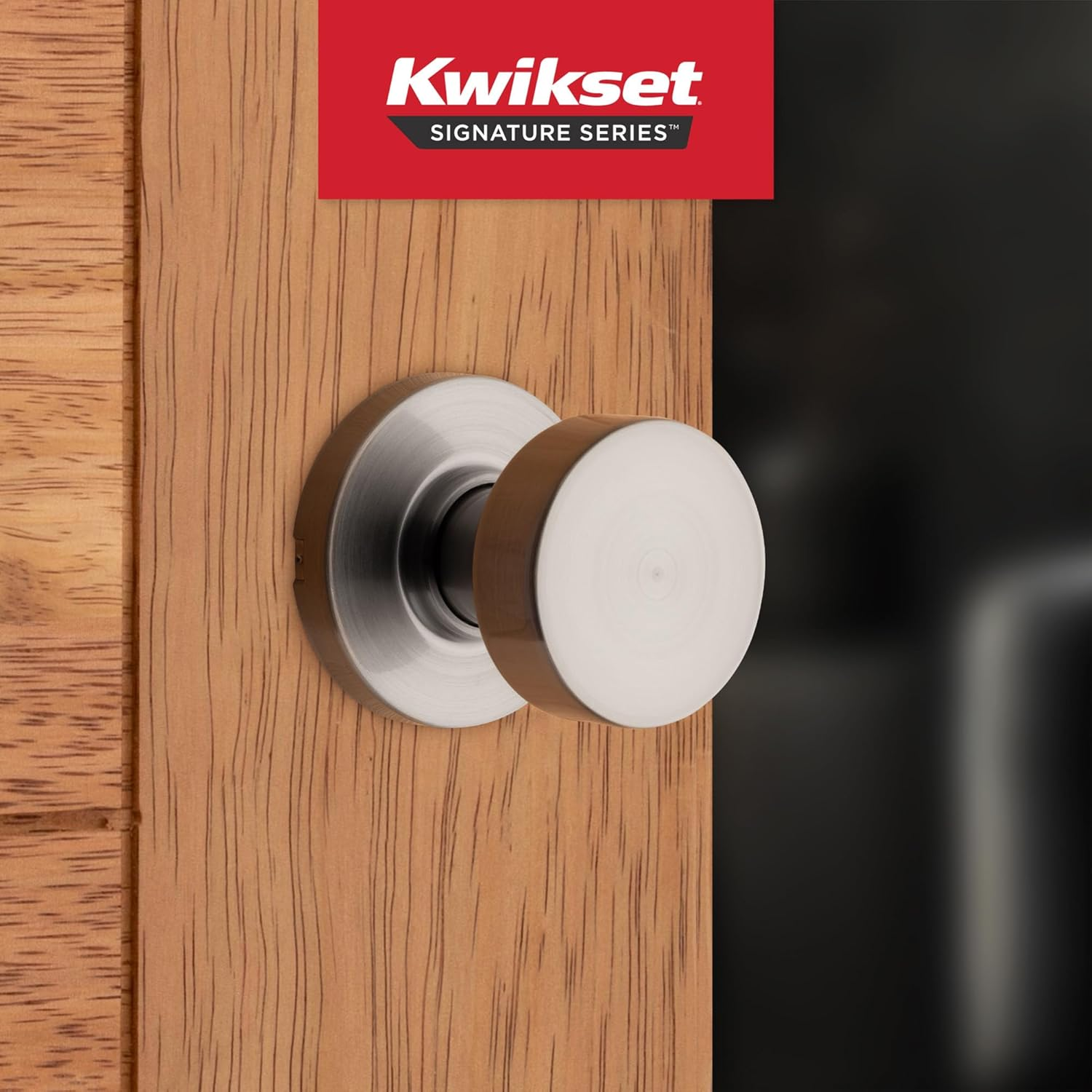 Kwikset Pismo Interior Passage Door Knob, Handle for Closet and Hallway Doors, Non-Locking Doorknob in Satin Nickel, with Microban Protection image number 6