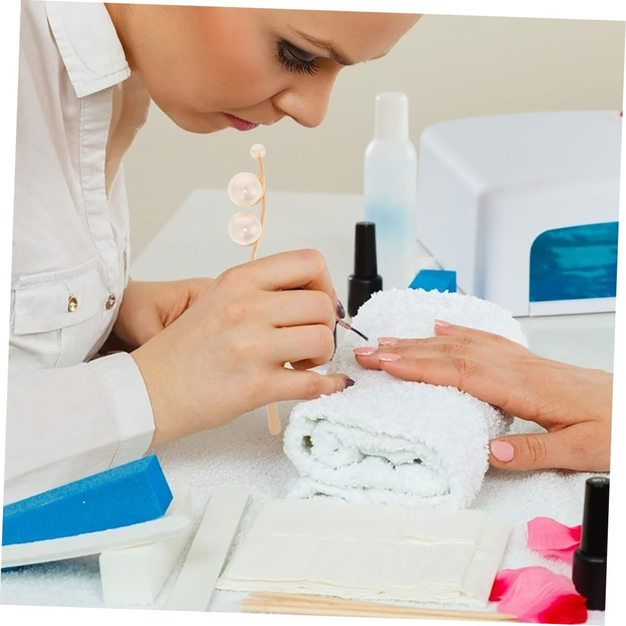 FRCOLOR 2Pcs Japanese Pearl Head Nail Art Stirring Rod for Resin Epoxy Mixing Easy Clean Manicure Tools