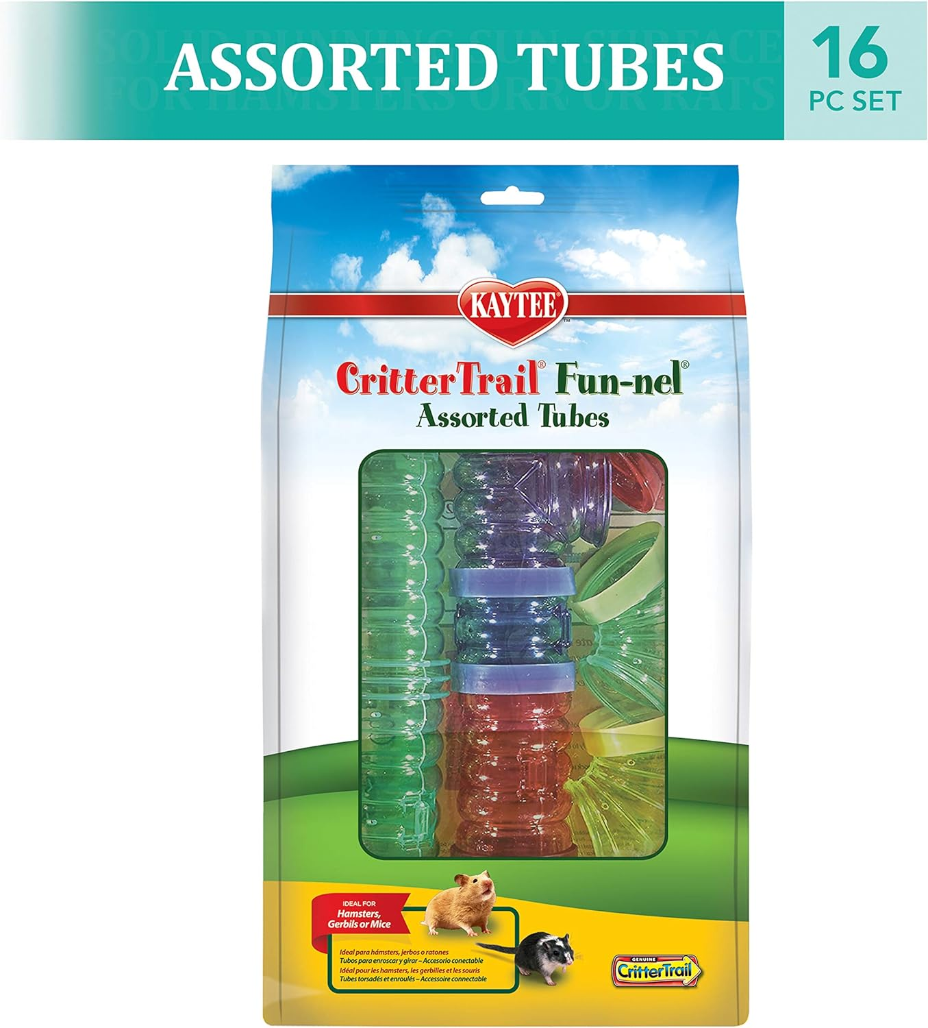 Kaytee Critter Trail Funnel Connectable Colour Tubes, 16 Pieces, Fits All Critter Trail Habitats image number 2