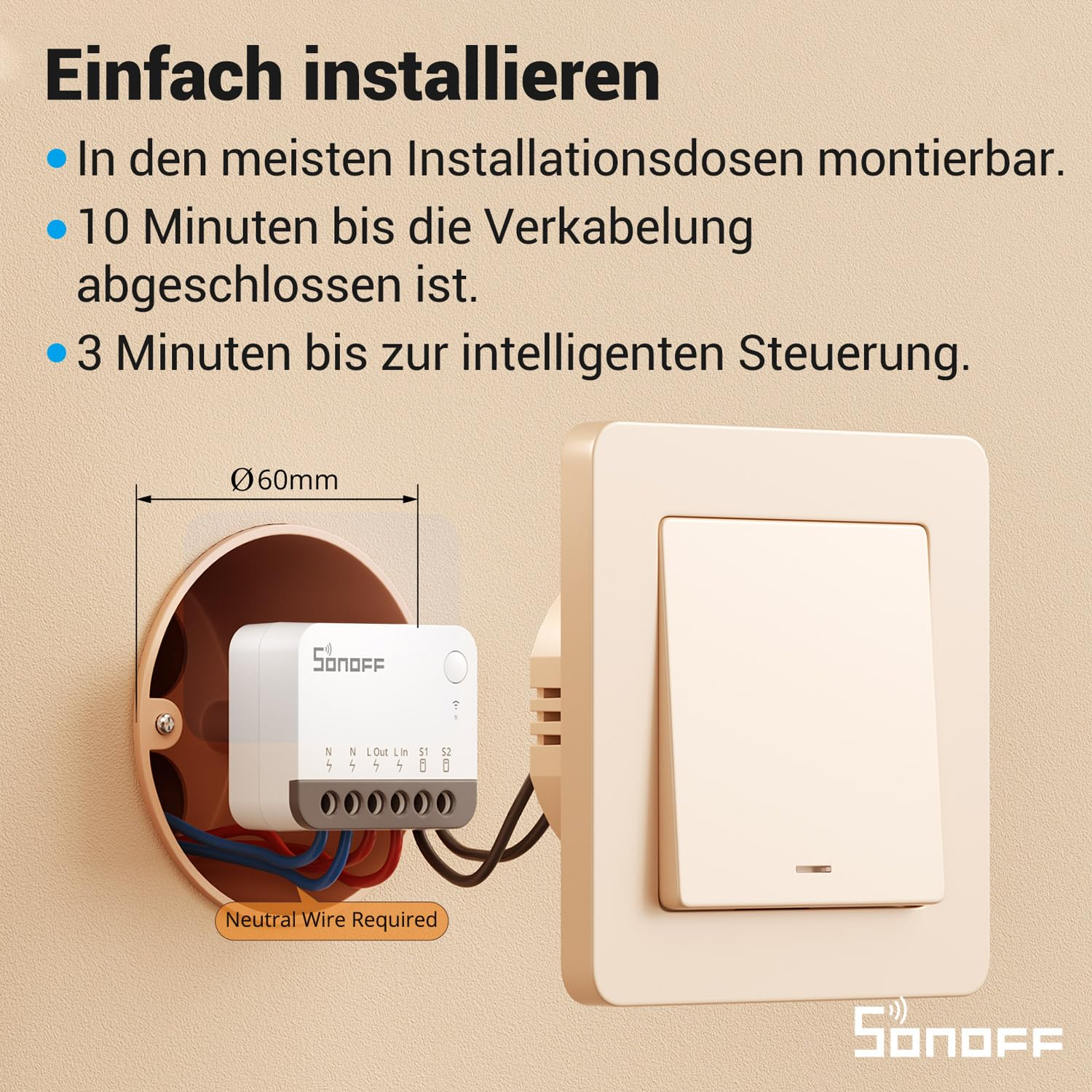 SONOFF ZBMINIR2 Zigbee Smart Switch 2-Way Smart Switch, APP Control, Compatible with Alexa, Google Home, Requires Neutral and Zigbee Hub image number 2