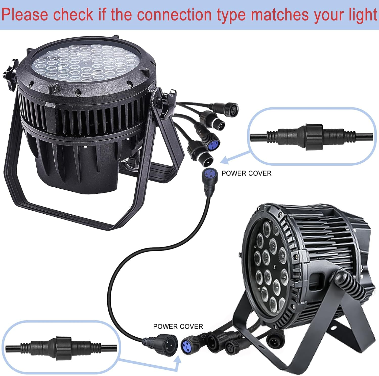 MAD OWL Waterproof Power Cable, 3 Pin IP65 Outdoor Stage Light Power Cord, 9.8Ft, Female-To-Male Connector, Compatible with Powercon Connector Output Hand in Hand Stage Lights image number 1