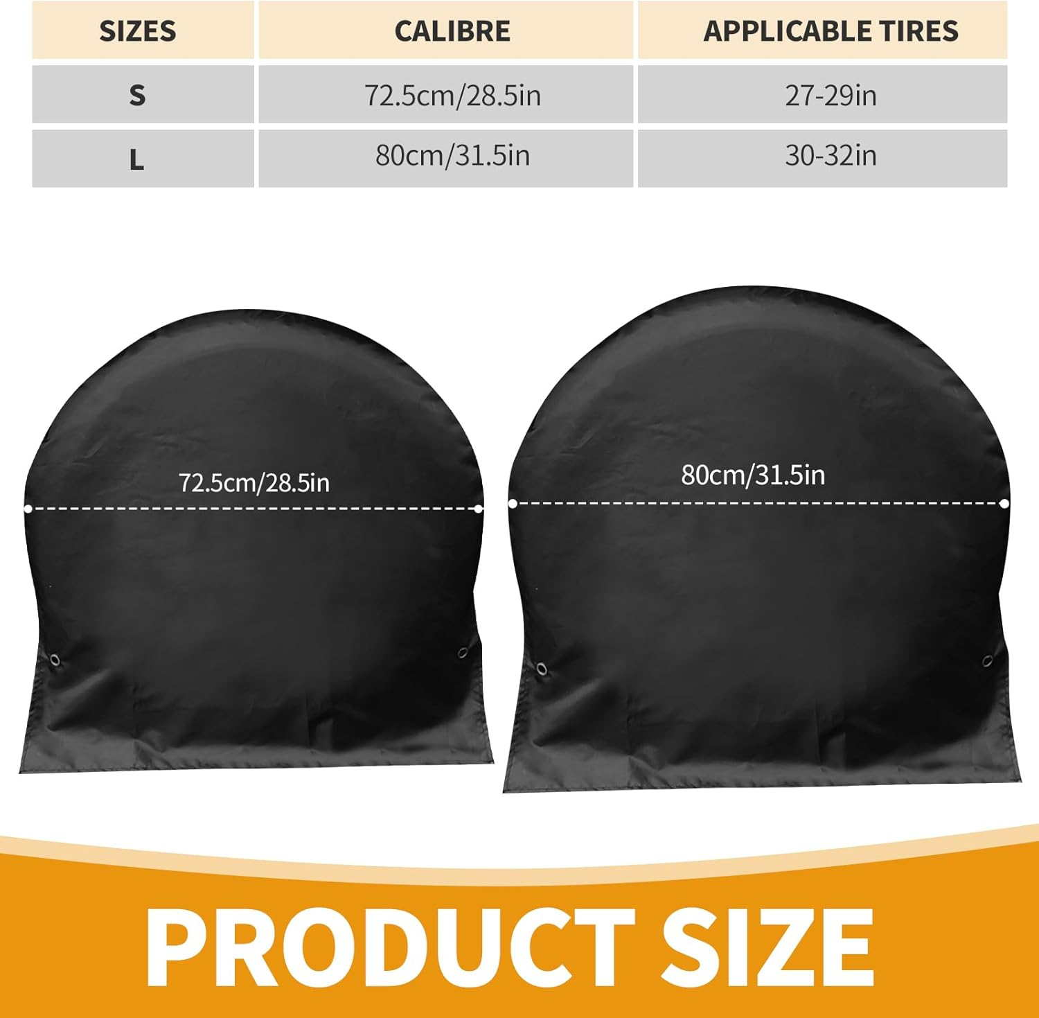 Pack of 4 Wheel Covers Caravans, 600D Oxford Tyre Cover Caravan with PU Coating, Universal Caravan Tyre Cover for Caravans, Motorhomes, Cars (4 Pieces, Fit Tyre Diameter 27-29 Inches) image number 2