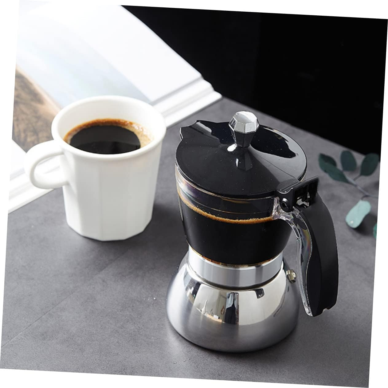 COLLBATH Mocha Coffee Maker 4-Cup 200Ml Glass Pot Stainless Steel Hand Brewing Coffee Pot for Home Espresso Brewing image number 1