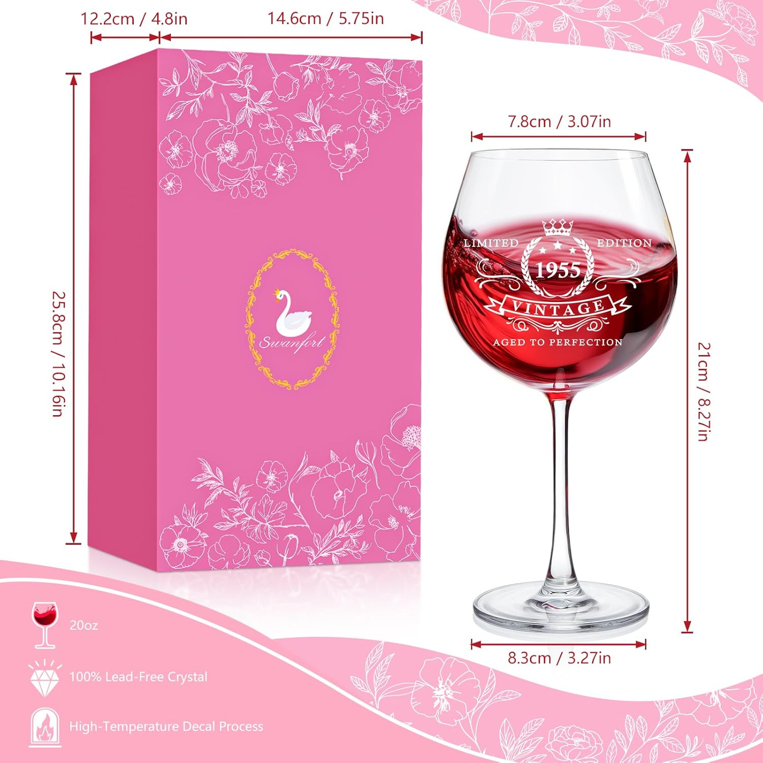 70Th Birthday Gifts for Women, Vintage 1995 Wine Glass, 70Th Birthday Decorations for Women, Meaningful 70Th Gifts, Funny 70 Year Old Birthday Gift, Turning 70 Present for Her. image number 5