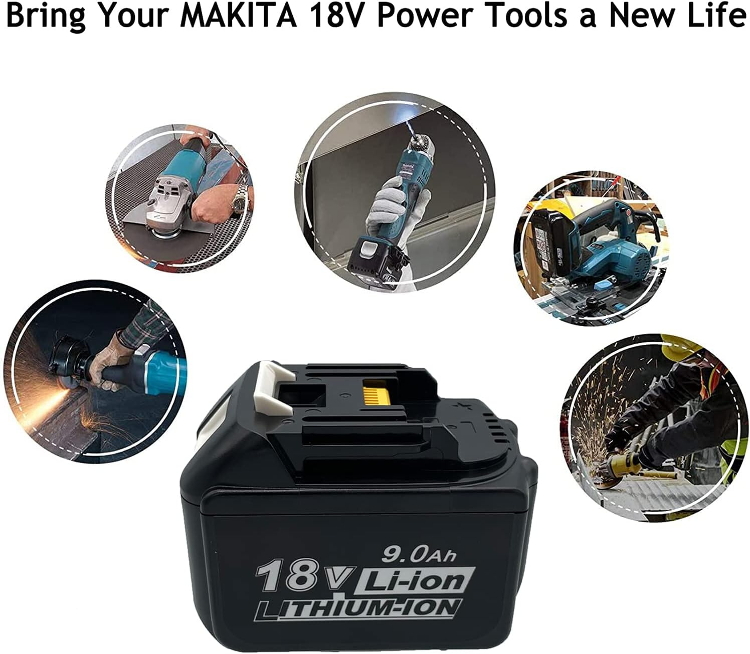 ZCWYLHA 9.0Ah 18V for Makita Battery Compatible BL1860 BL1840 BL1850 Cordless LXT image number 3