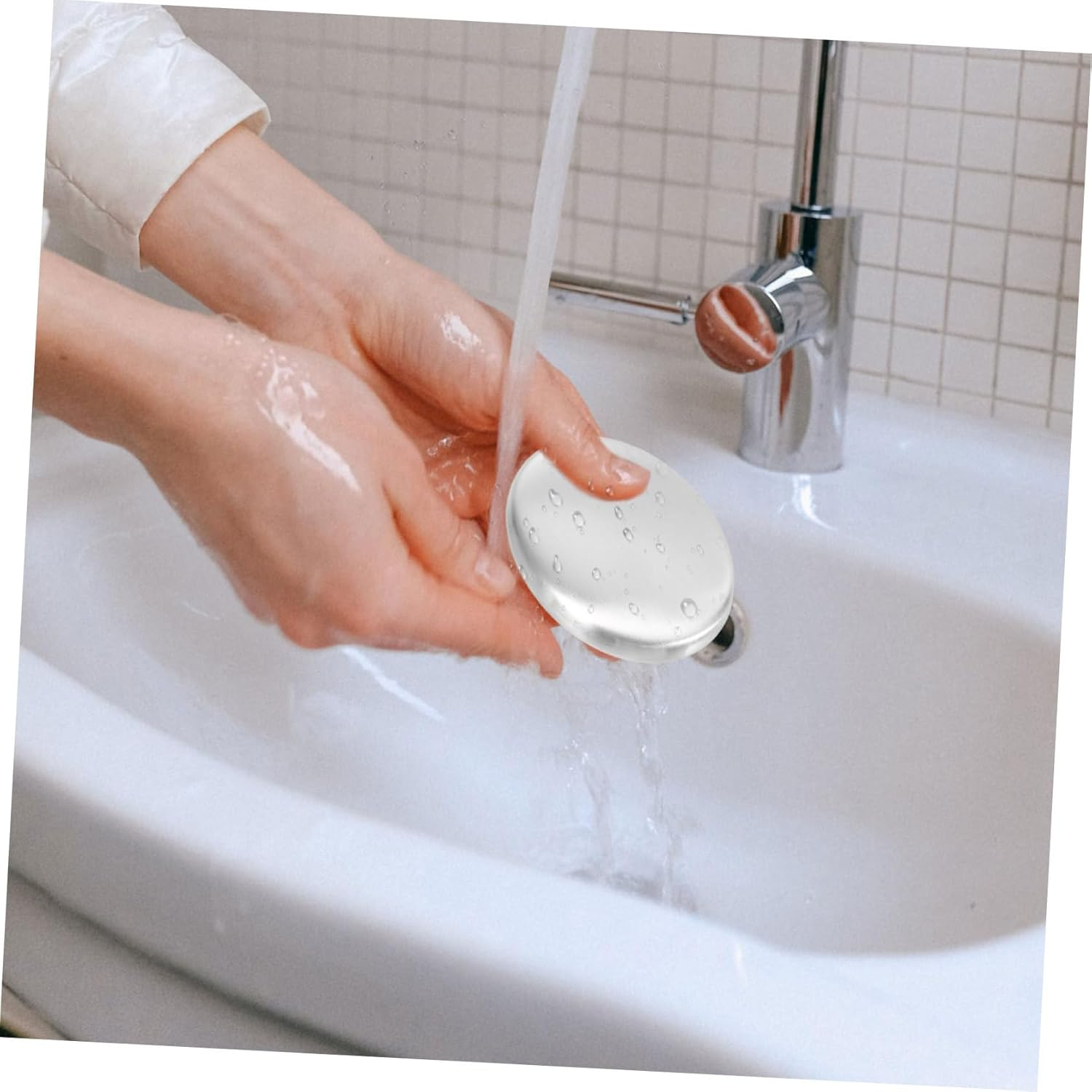 TOPPERFUN 2Pcs Stainless Steel Odor Remover Soap Odor Absorber for Hands Kitchen Travel Friendly Stainless Steel Soap for Fresh Smelling Hands after Cooking image number 2