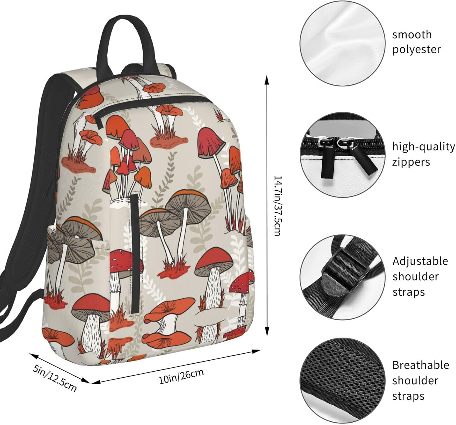 Obabo Black White Cow Light Leisure Backpack,Laptop Backpack,Travel Bags,Multi-Purpose Backpack,Unisex,Portable,Comfort image number 5