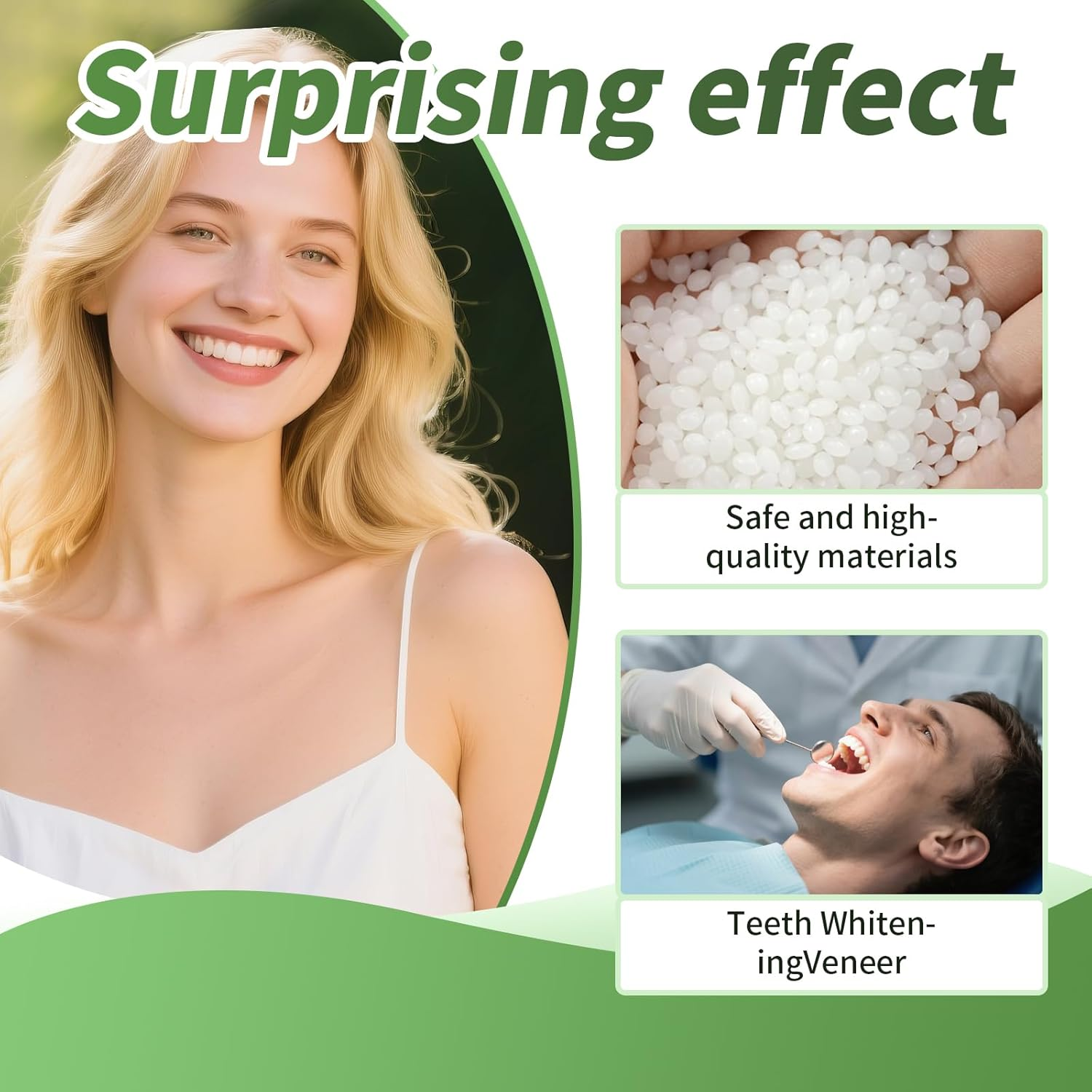 Tooth Repair Kit for Filling the Missing Broken Tooth and Gaps-Moldable Fake Teeth and Thermal Beads Replacement Kit-White-A01