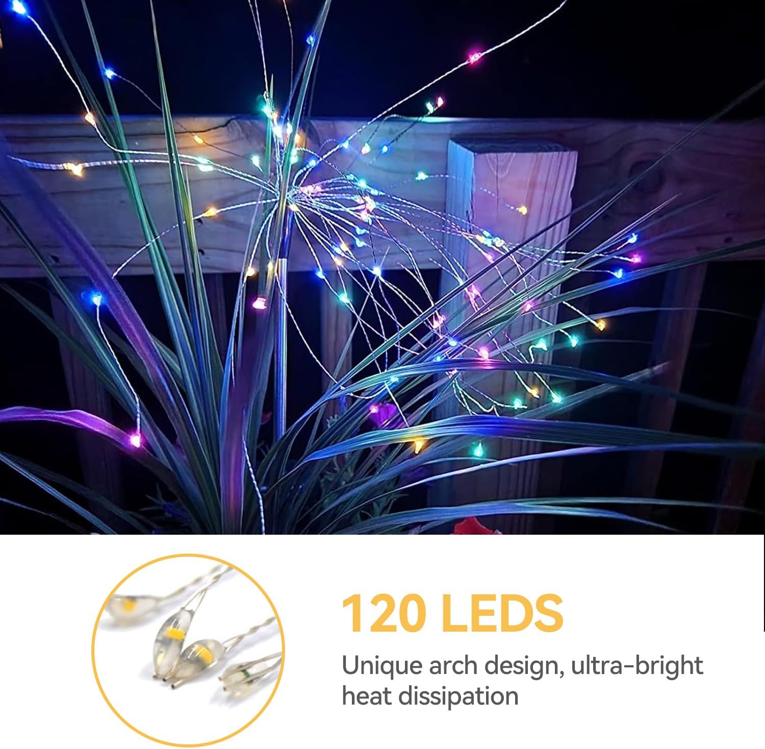 Theapro Solar Firework Lights 6 Pack, Total 720 Leds Solar Garden Light 8 Modes Twinkling Lights for outside Outdoor, Yard Pathway, Wedding, Party, Patio (Multi-Colored)