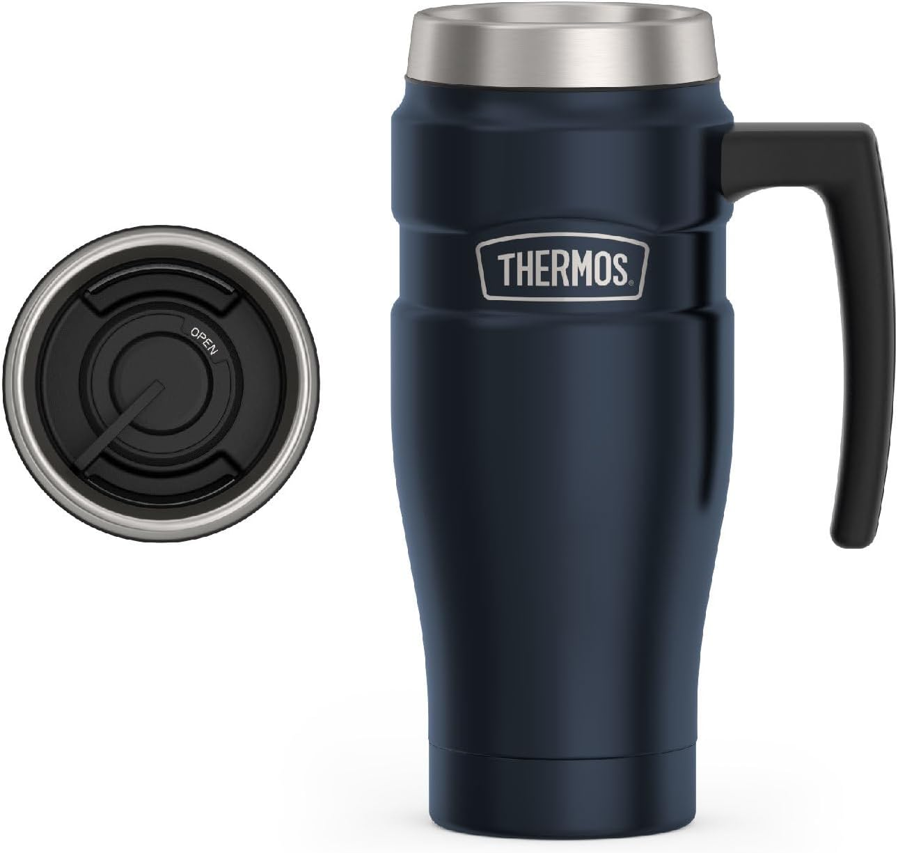 Thermos Stainless King Vacuum-Insulated Travel Mug, 16 Ounce, Midnight Blue