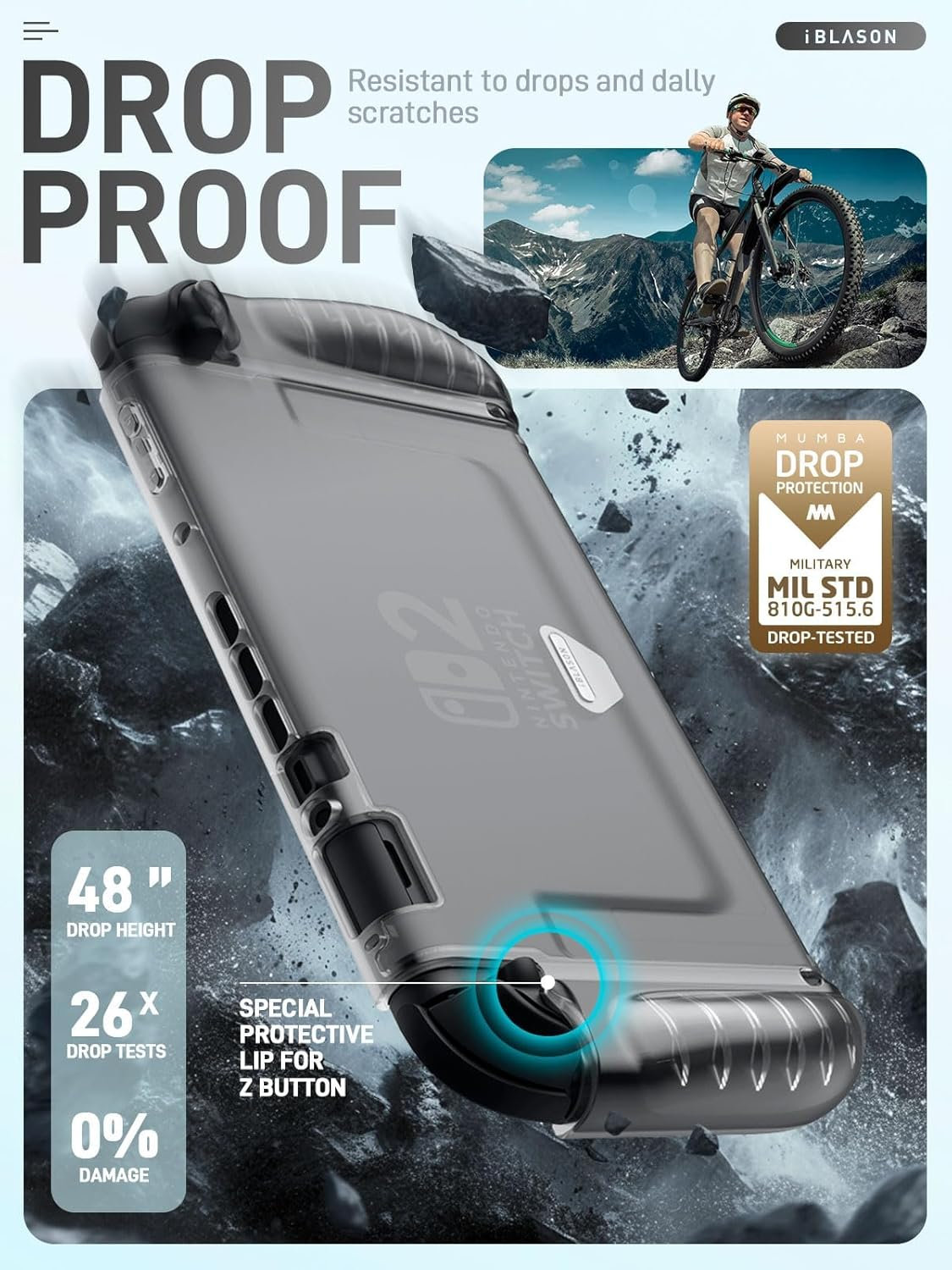 I-Blason for Nintendo Switch 2 Case 2025, Durable Slim Matte Clear Anti-Fingerprint Protective Hard Case with Dockable Comfortable TPU Grip Compatible with Joycon Controller & Docking Station (Frost) image number 1