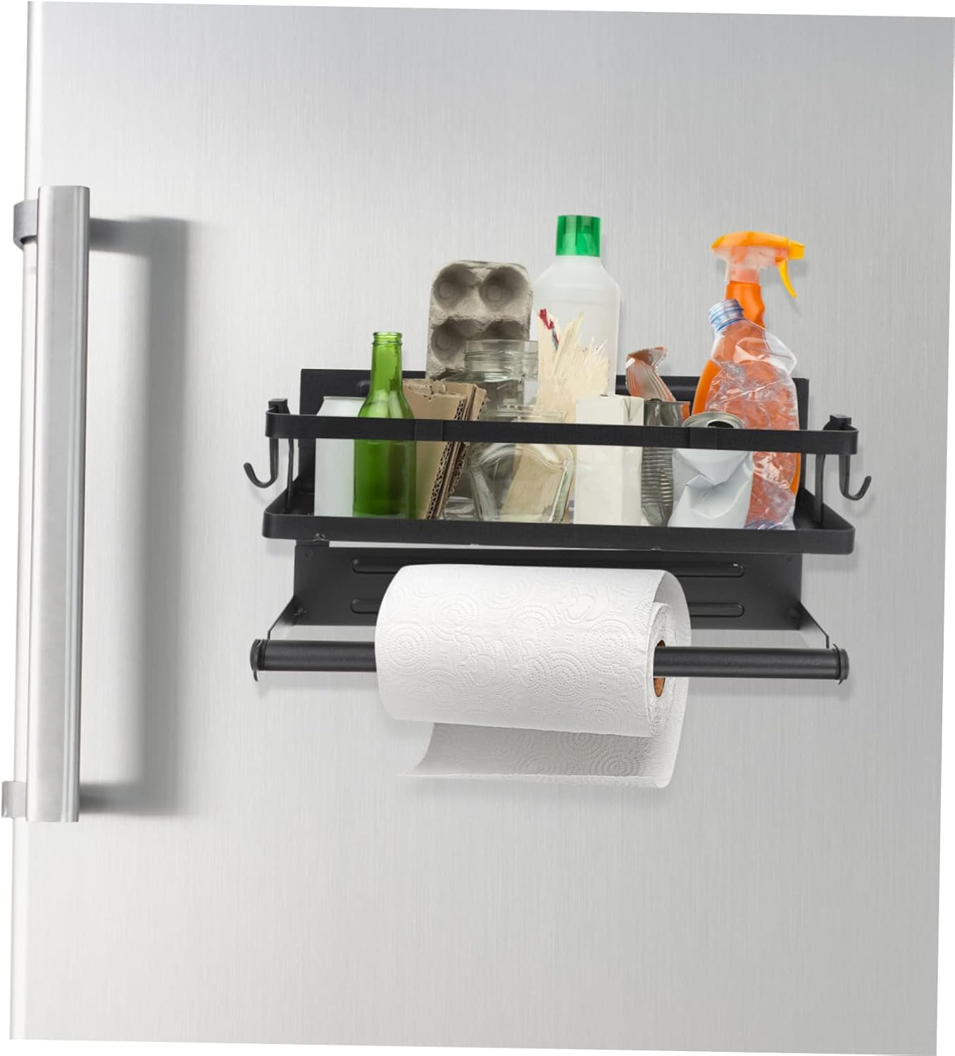 COLLBATH Magnetic Spice Rack for Refrigerator Kitchen Organizer Hooks Safety Guardrail Versatile Shelf for Cooking Oils Jars and Seasonings Space-Saving Design for Home Storage image number 4