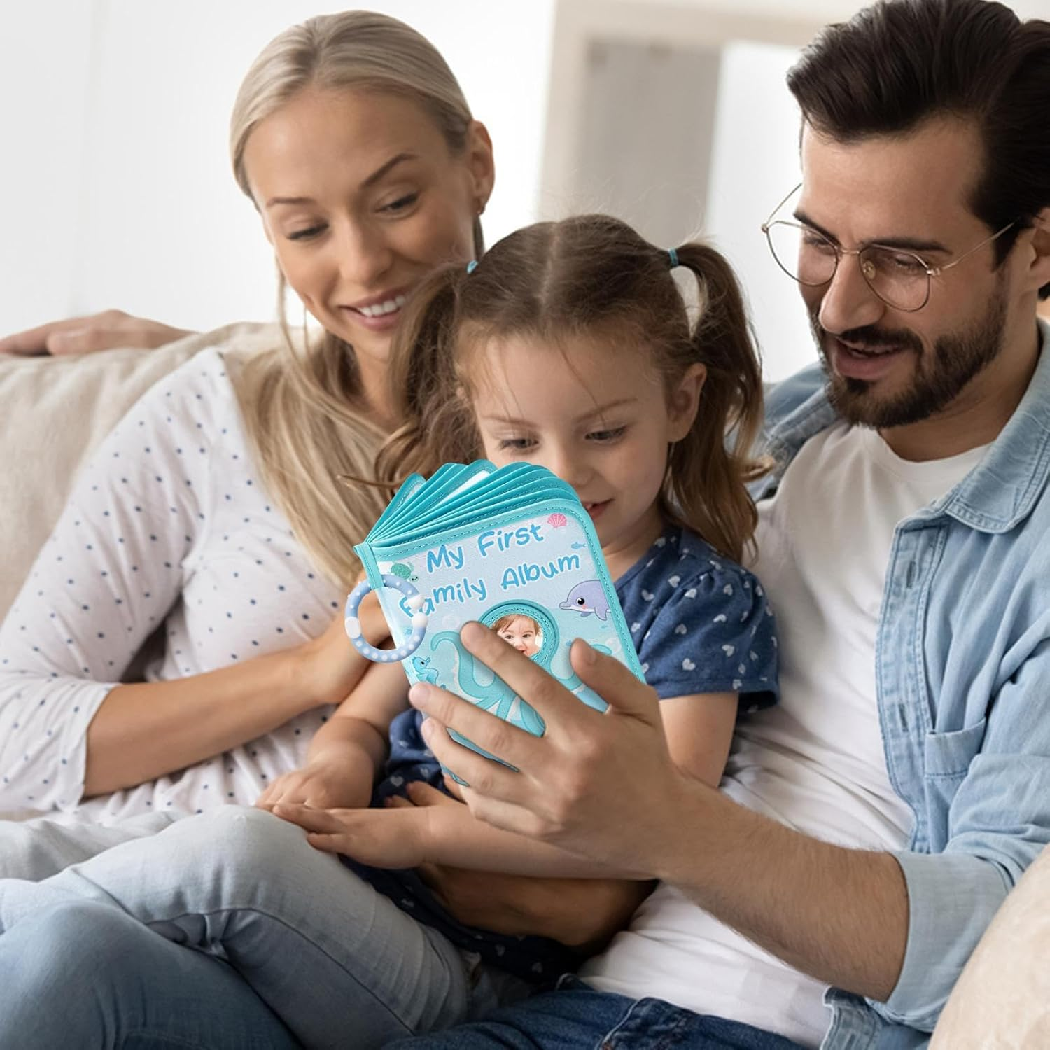 Baby Photo Book - First Soft Cloth Family Photo Book,Soft Cloth Octopus-Themed Holds 4X6Inch Photos Album for Kids Grandparents Home Boy Girl Parents image number 1