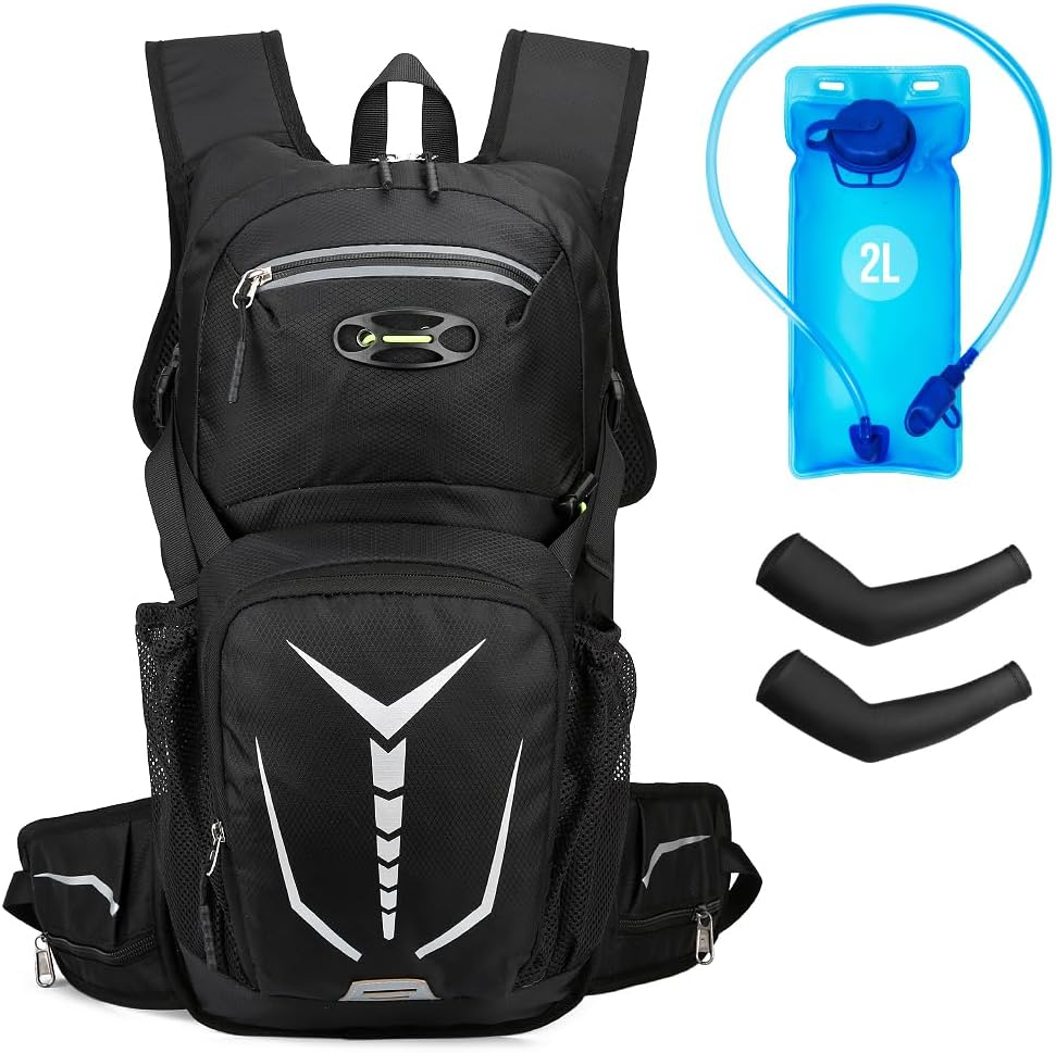 WOTOW Hydration Backpack - Lightweight Hydration Pack with 2L Water Bladder and Cooling Sleeves - Water Backpack Rucksack for Hiking Running Camping Biking Cycling image number 6