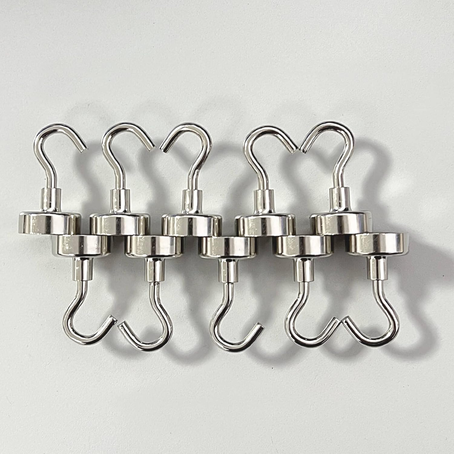 10PCS Magnetic Hooks, Neodymium Magnets with Hooks for Refrigerator, Strong Magnet Hooks for Hanging, Magnetic Hanger for Kitchen, Cruise, Workplace (Silver)