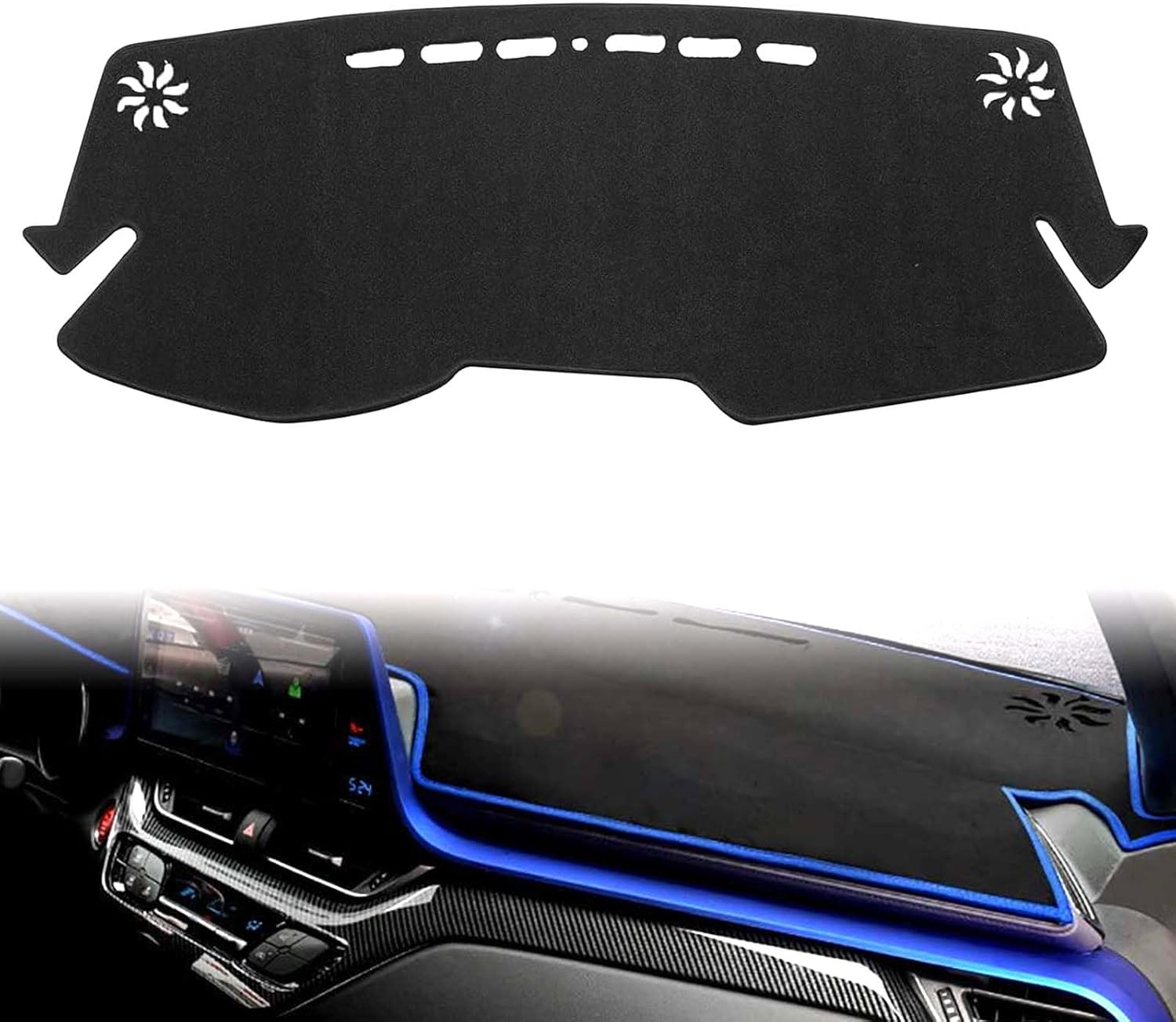 PGTOPONE Custom Fit Dashboard Black Center Console Cover Dash Mat Protector Sunshield Cover Pad Carpet for 2017 2018 2019 2020 Toyota CHR CH-R (Red)