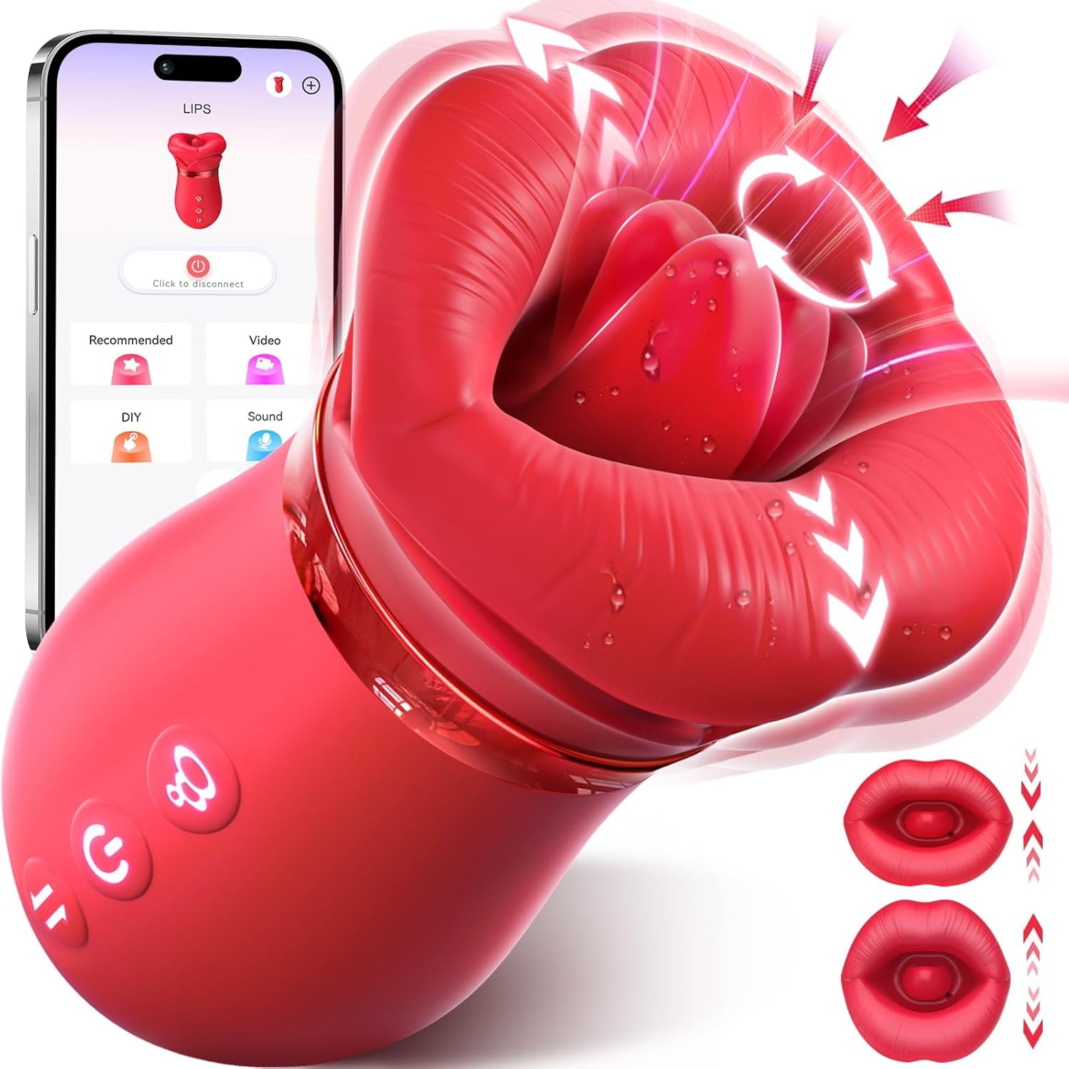 Vibrator Adult Sex Toys for Women -5IN1 Mouth Sucking Vibrator Rose Sex Toy, 10 Tongue Licking, 3 Auto & 1 Manual Sucking Adult Toys, Anal Clit Nipple Vibrators Female Couples Sex Toys (Button-Operated and App) image number 1