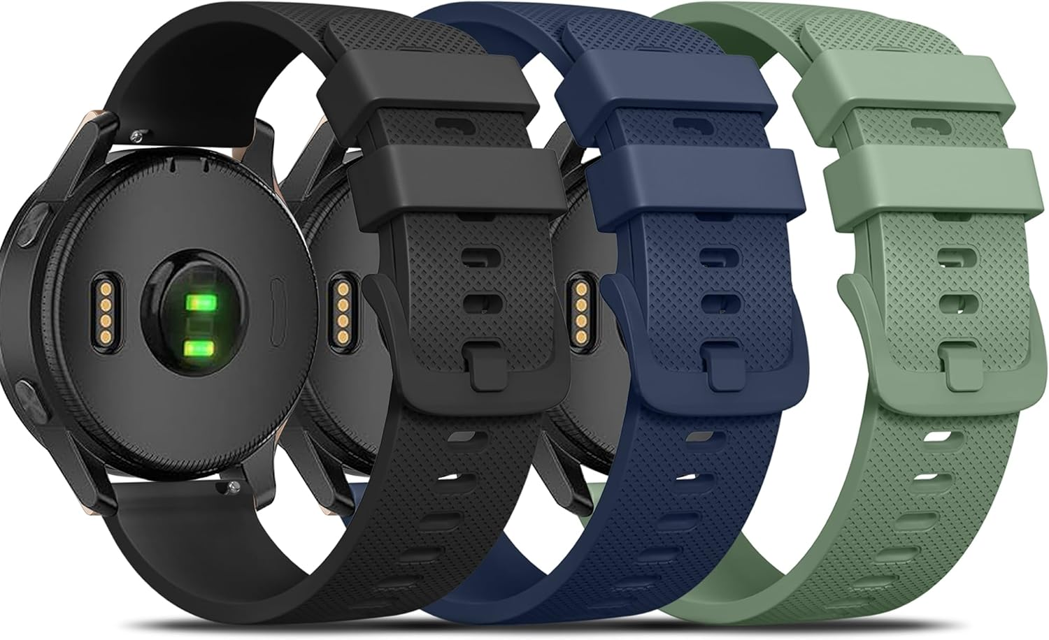 3 Pack Sport Bands for Garmin Forerunner 245 Band, Garmin Vivoactive 5 Band, Garmin Venu SQ Band,20Mm Soft Silicone Replacement Watch Strap for Garmin Forerunner 55/645/245 Music Smartwatch