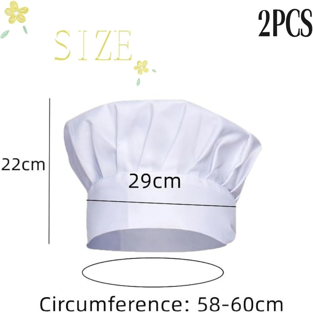 Goxfaca 2 Pcs Chef Hat, Adult Elastic Cooking Chef Cap, Adjustable DIY Bakery Hats, White Kitchen Catering Baker Caps, Bakers Hat for Cooking, Baking, Pizza Part image number 2