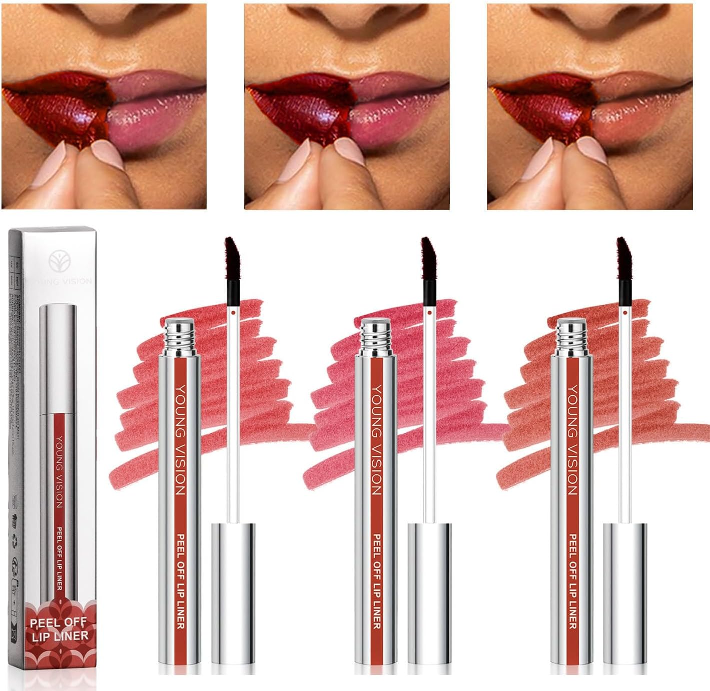 Peel off Lip Stain, Tattoo Magic Color Matte Nude Lip Gloss Lip Tint,Long Lasting Waterproof Peel off Lip Liner,Nonstick Cup Liquid Lipstick Lip Stain for Women Girls (1#, S)