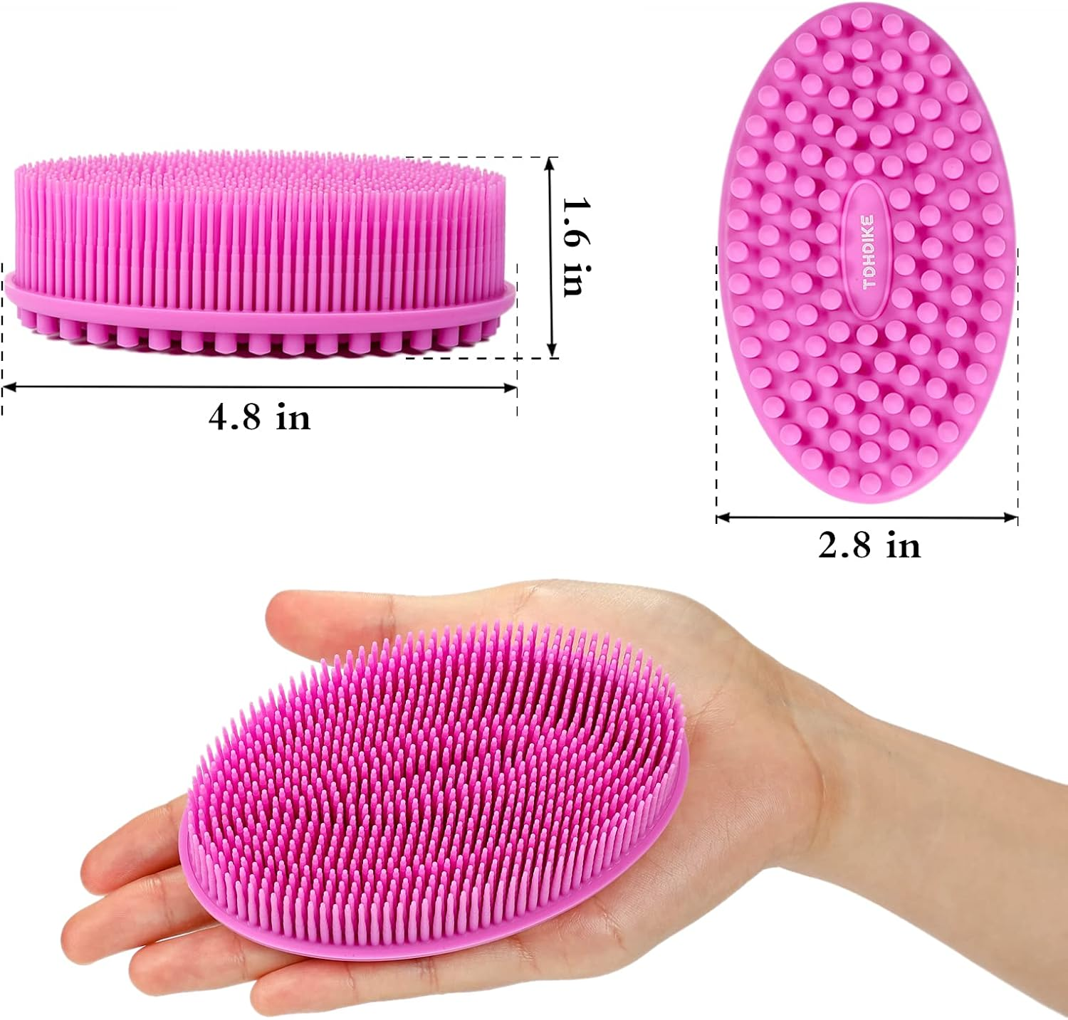 TDHDIKE Silicone Body Scrubber Loofah - Set of 3 Soft Exfoliating Body Bath Shower Scrubber Loofah Brush for Sensitive Kids Women Men All Kinds of Skin image number 3
