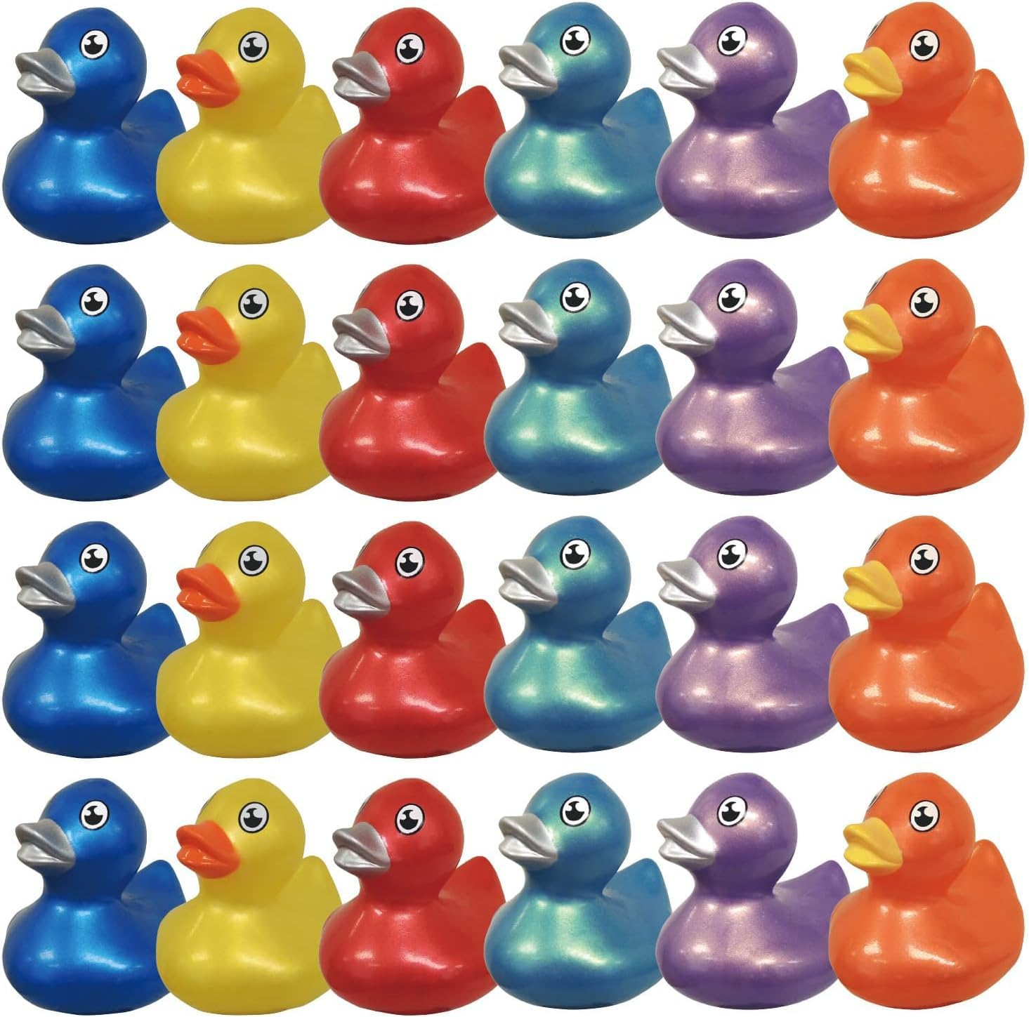 [8Pcs Pack, Random Color] Metallic Rubber Duck | Bath Toys | Kids Party Gift | Souvenir | Decoration | Party Favor | Pool Party | Rubber Duck 5.7Cm Metallic