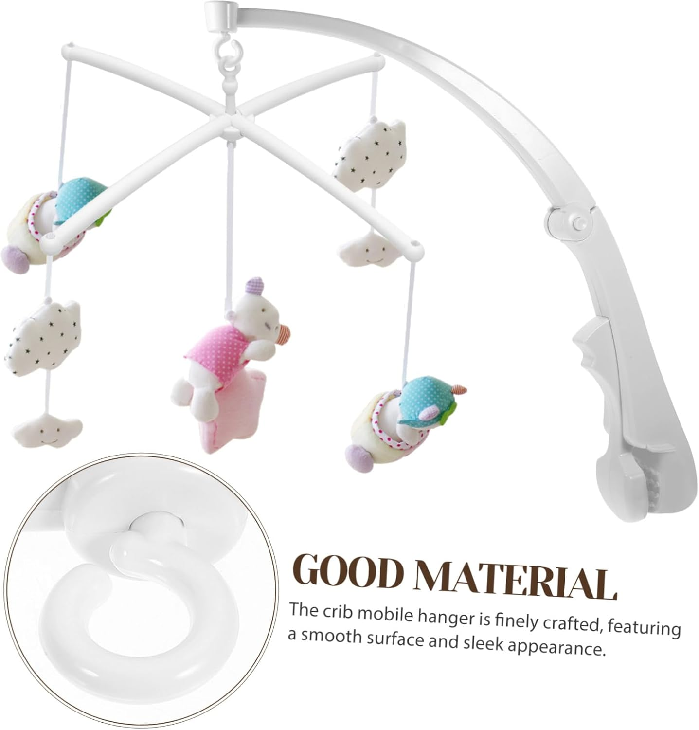 Bed Bell Bracket Crib Mobile Holder Support Wooden Material for Decor Rotatable Design for Nursery Use
