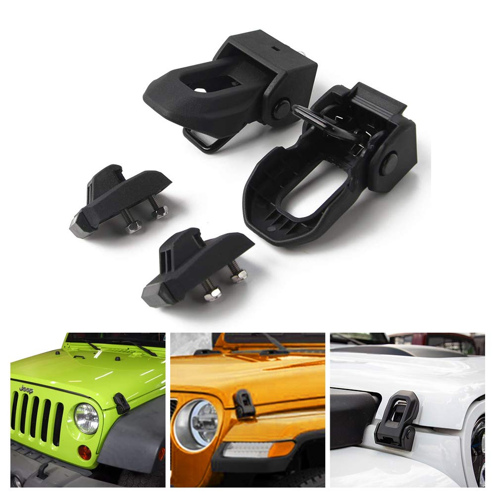 Jeep Hood Latch Locking for 2007-2018 Jeep Wrangler JK JL Original Black Stainless Steel Hood Catches Kit for Passenger and Driver Side Jeep Accessories image number 2