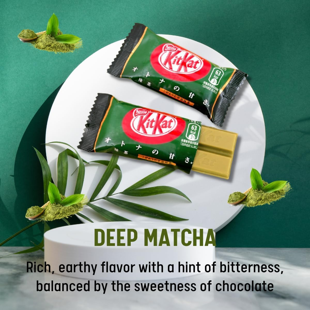 Japanese Kitkat Dark Matcha, Green Tea Flavor, Rich Flavorful of Japan Matcha Chocolate, Kit Kat Wafer, Value Pack of 3, Japan Imported image number 5