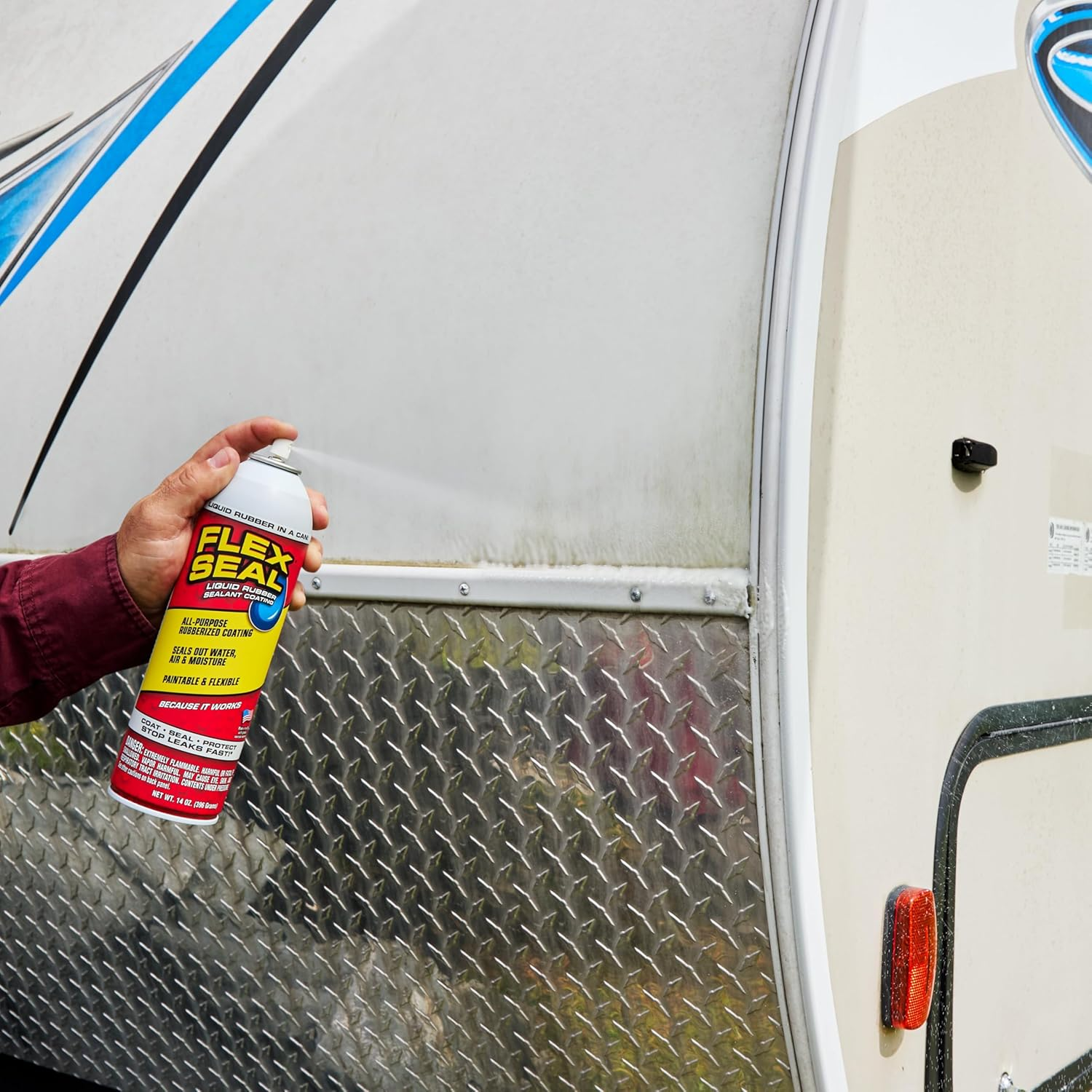 Flex Seal, 14 Oz, White, Stop Leaks Instantly, Waterproof Rubber Spray on Sealant Coating, Perfect for Gutters, Wood, RV, Campers, Roof Repair, Skylights, Windows, and More image number 3