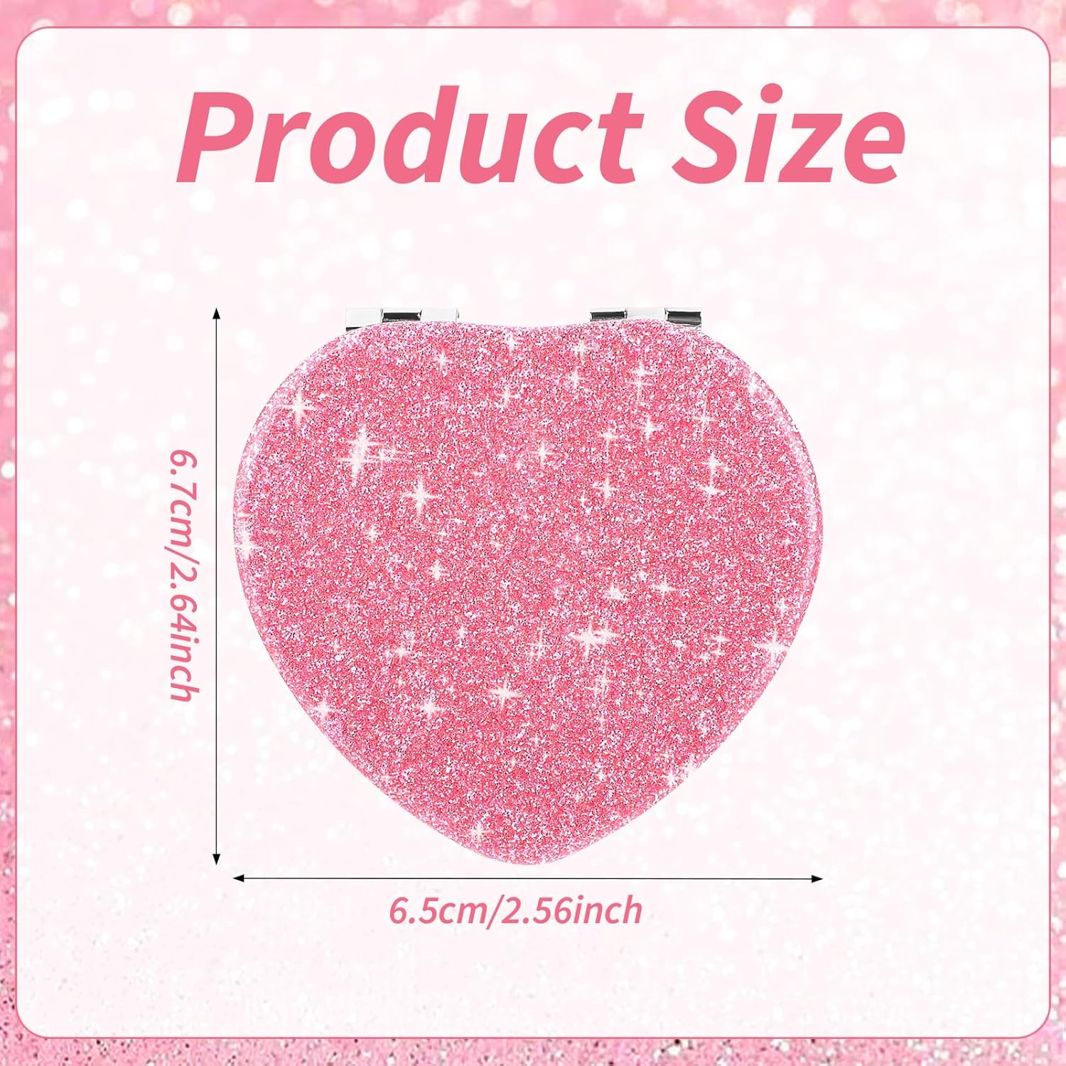 Heart Shaped Compact Folding Mirror Mini Travel Portable Vanity Mirror for Purse Cosmetic Mirror Double Sided Glitter for Women Handbag Wallet Office In image number 3