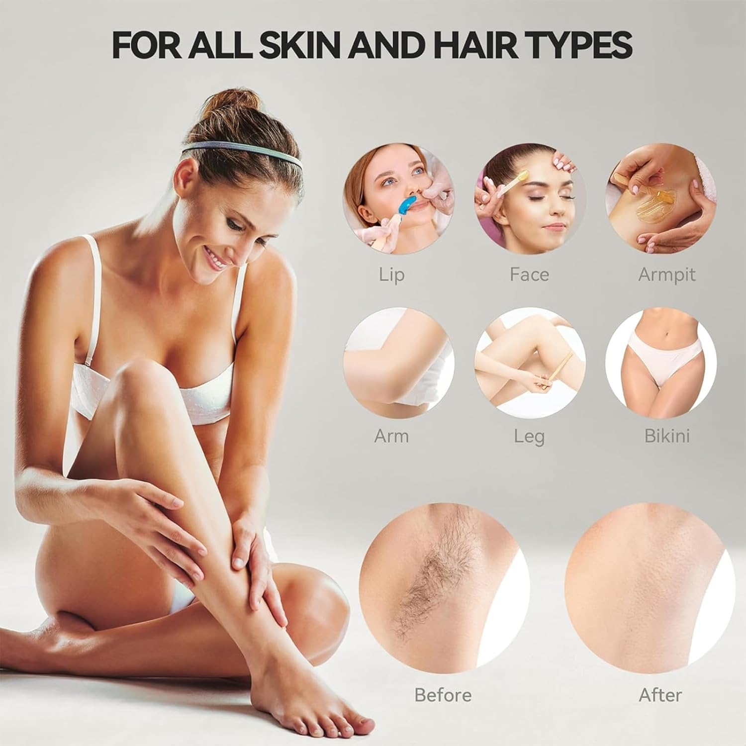 Hoxue 2025 Digital Waxing Kit for Women,Waxing Kit for Brazilian Wax,Wax Pot Heater with Wax Beans,Wax Warmer for Sensitive Skin Hair Removal,Easy to Use Wax Melt Warmer.Au Plug (White) - White image number 5