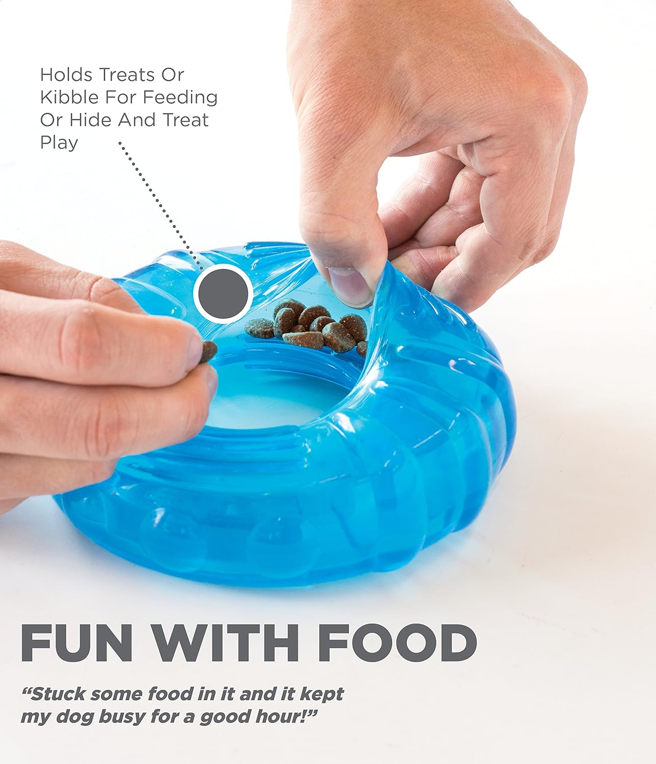 Petstages Orka Tire Royal Blue Treat-Dispensing Dog Chew Toy image number 6