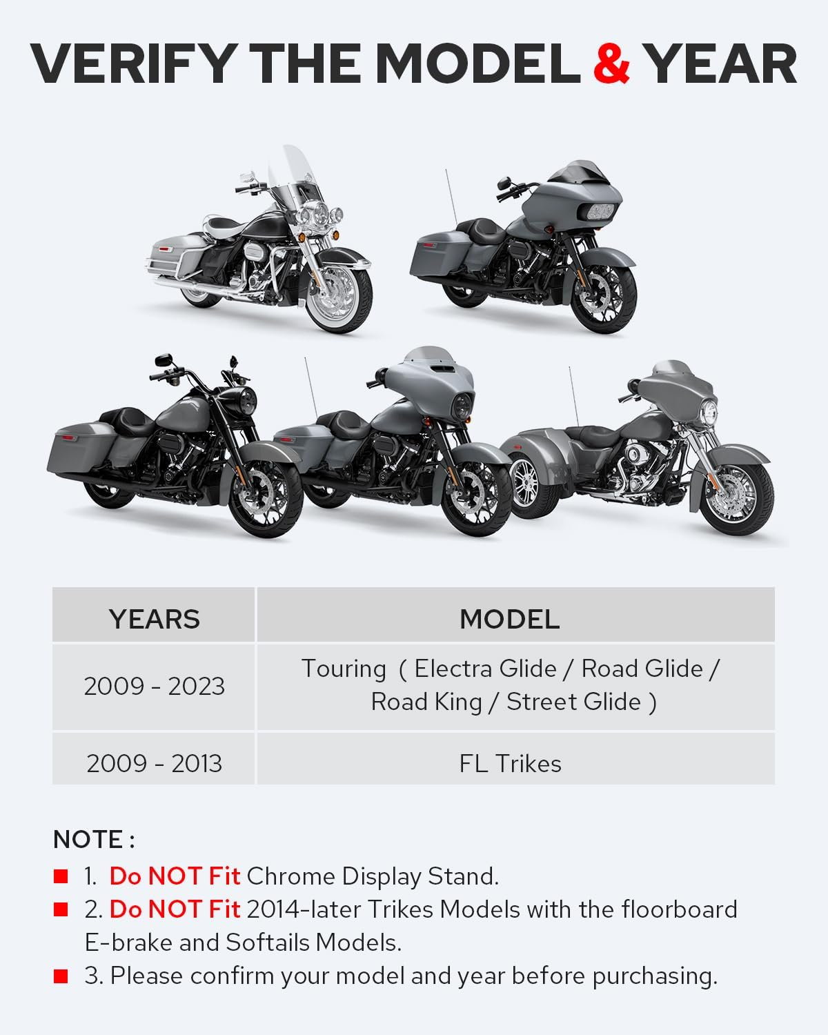 Benlari 1Inch &1.5Inch Driver Floorboard Extensions, Floorboard Spacer Extenders Compatible for Harley Touring Street Glide Road Glide Electra Glide Road King 2009-2024, FL Trikes 2009-2013, Chrome image number 3