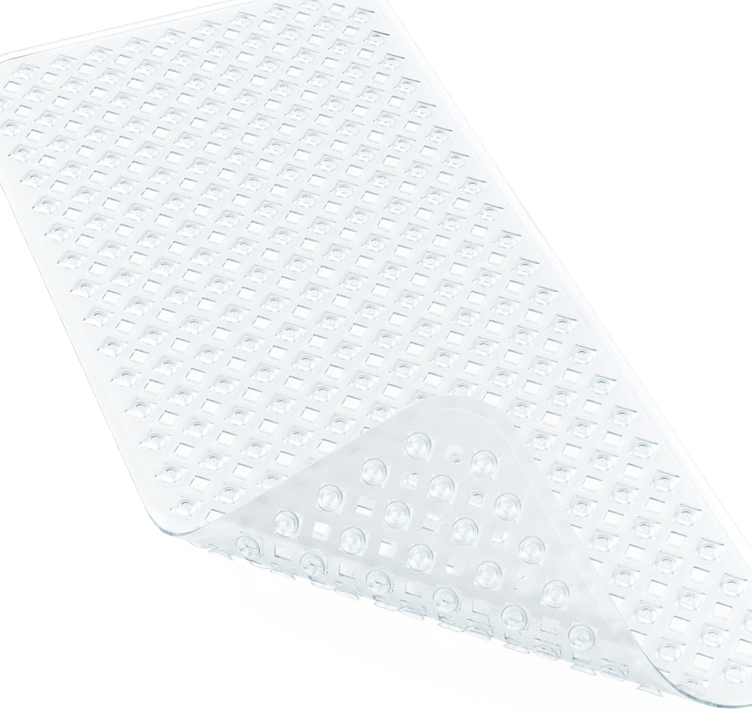 XIYUNTE Large Square Shower Mat Non Slip anti Mould - 70X70Cm Extra Large Non Slip Shower Mats for inside Shower, anti Slip Shower Mat for Elderly, Large Shower Tray Mat, Machine Washable, Clear Grey