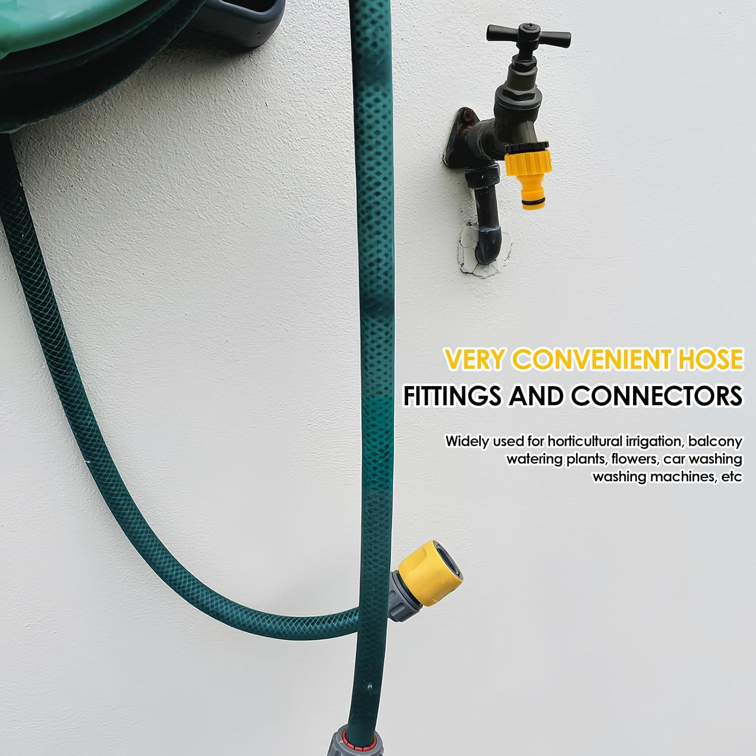 4-Pack Universal Hose Tap Connector Set, Durable Plastic 2-In-1 Threaded Faucet Adapter, Compatible with 3/4" and 1/2" Taps for Garden, Kitchen, Outdoor Use - Includes Sealing Rings