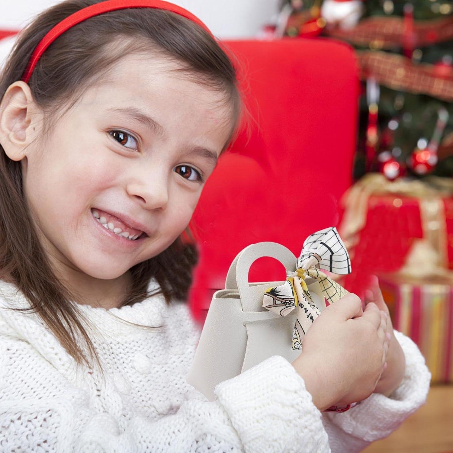 Leather Candy Gift Bag - Leather Gift Wrapping Boxes with Ribbon, Chocolate Candy Bag Wedding | Small Gift Boxes, Gift Bag for Baby Shower, Christmas, Wedding image number 4