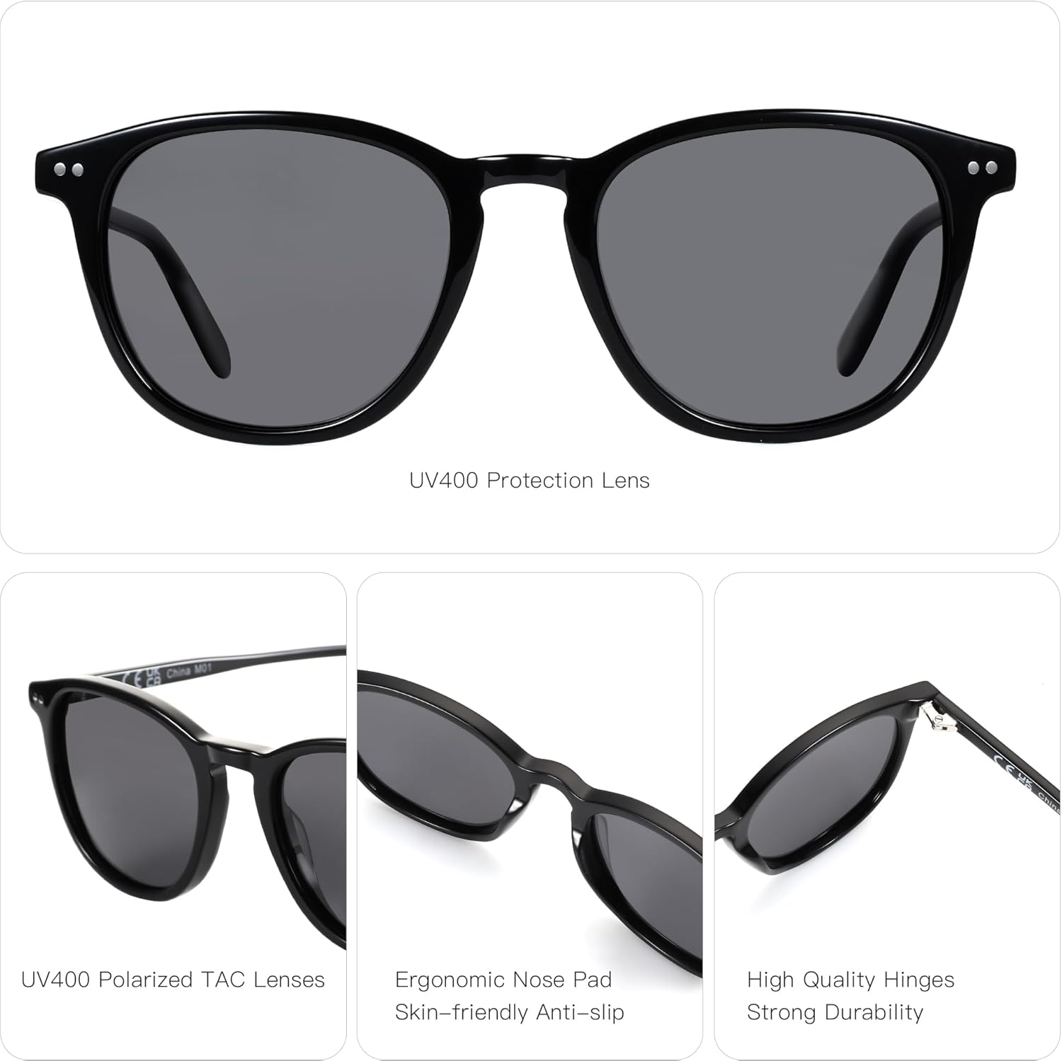 ZENOTTIC Polarized round Sunglasses for Men Women Trendy Shades UV400 Protecion Classic Circular Acetate Sun Glasses