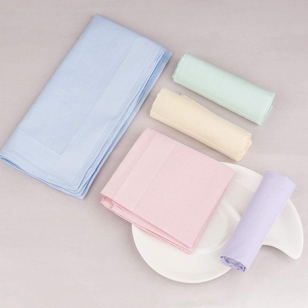 TCOTBE Ladies 100% 60S Cotton Handkerchiefs Womens Solid Candy Color Hankies for Wedding Party 16X16" image number 6