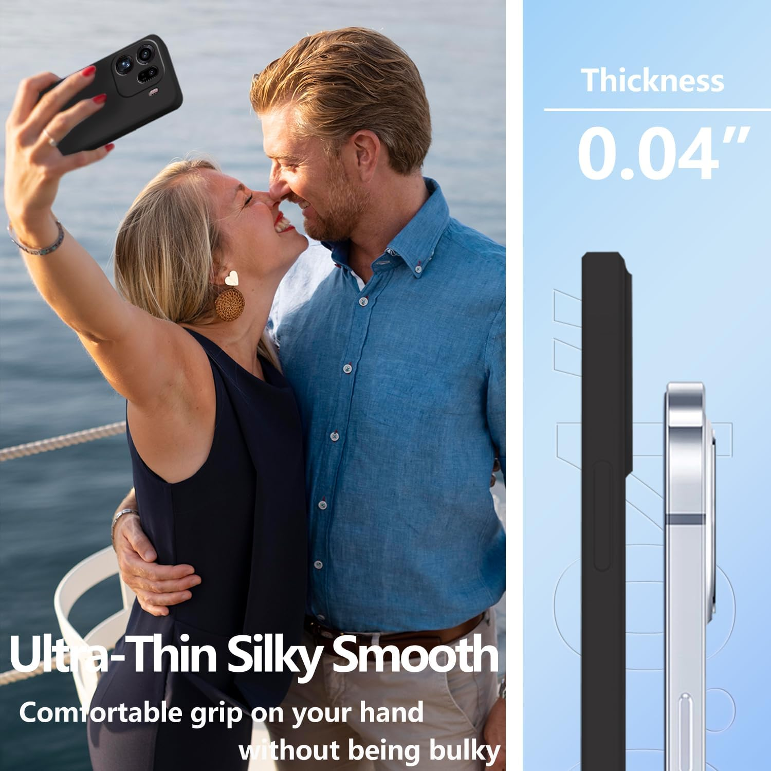 Wousunly for Oppo Find X9 Case Liquid Silicone TPU, Mobile Phone Case for Oppo Find X9 Thin Scratch-Resistant Soft Shockproof (Black) - Blue image number 3