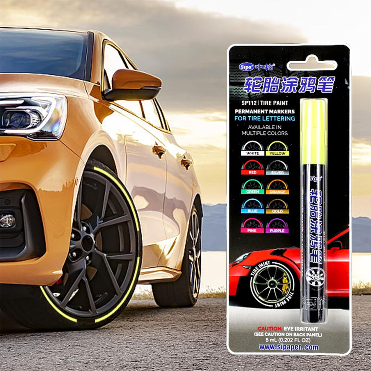 Tire Lettering Paint Pen &ndash; Waterproof Auto Marking Tool, Smooth Ink Touchup Marker | All Place Pen, Permanent Paint Stick for Writing on Tyres Glass Cans Stones Canvas Shoes Outdoor Courtyard Projec